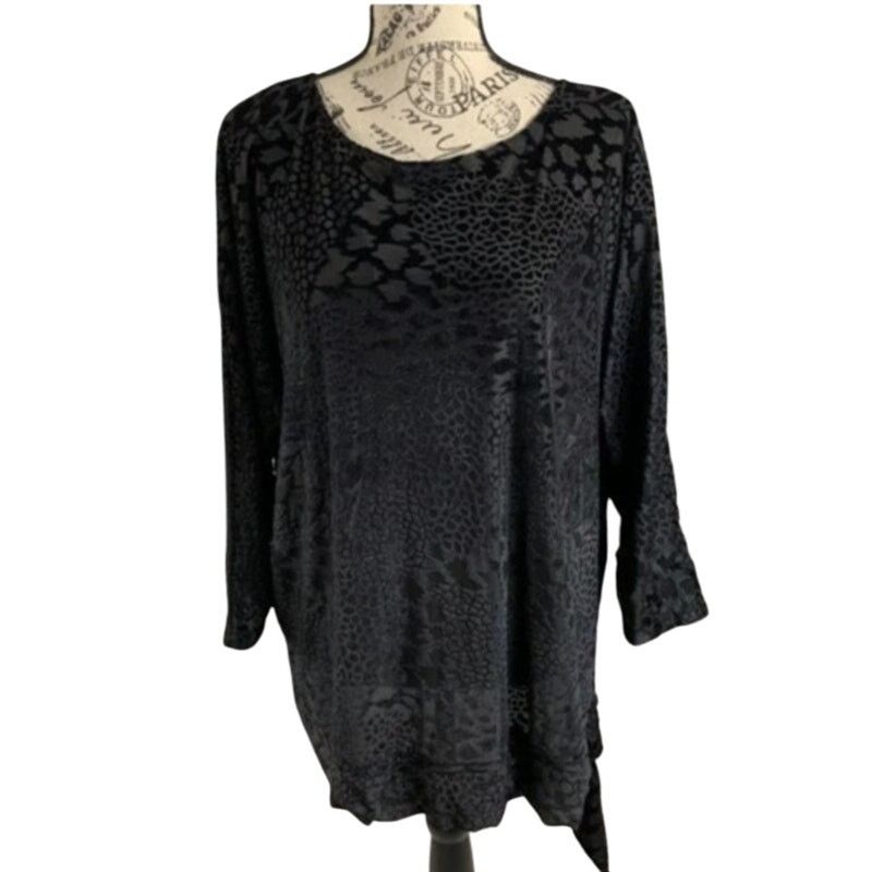 Chicos Chico's Blouse Women's Size 4 Black Top Side Tie 3/4 Sleeve Size XXL / US 16-18 / IT 52-54 - 1 Thumbnail