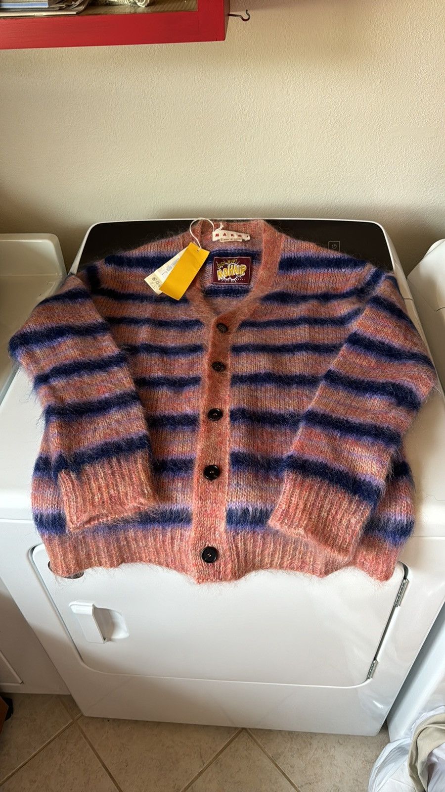 Marni Marni Iconic Mohair fuzzy Brushed Stripes Cardigan V Neck Size US M / EU 48-50 / 2 - 4 Thumbnail