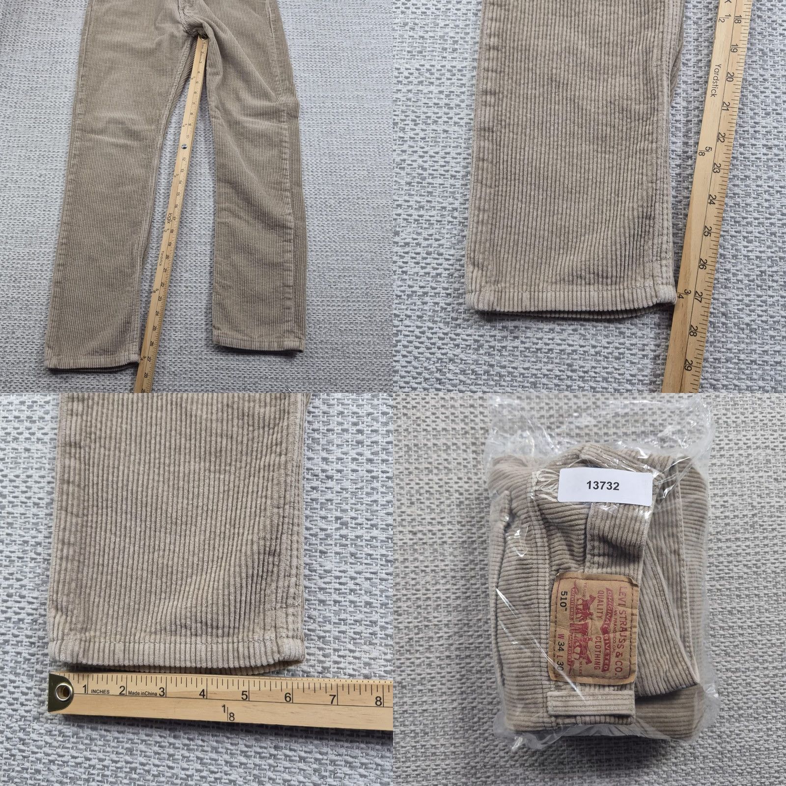 Levi's Levi's 510 Super Skinny Jeans Mens 34x30 Corduroy Beige 5 Pocket Zip Fly Denim Pants Regular Size Size US 34 / EU 50 - 8 Thumbnail