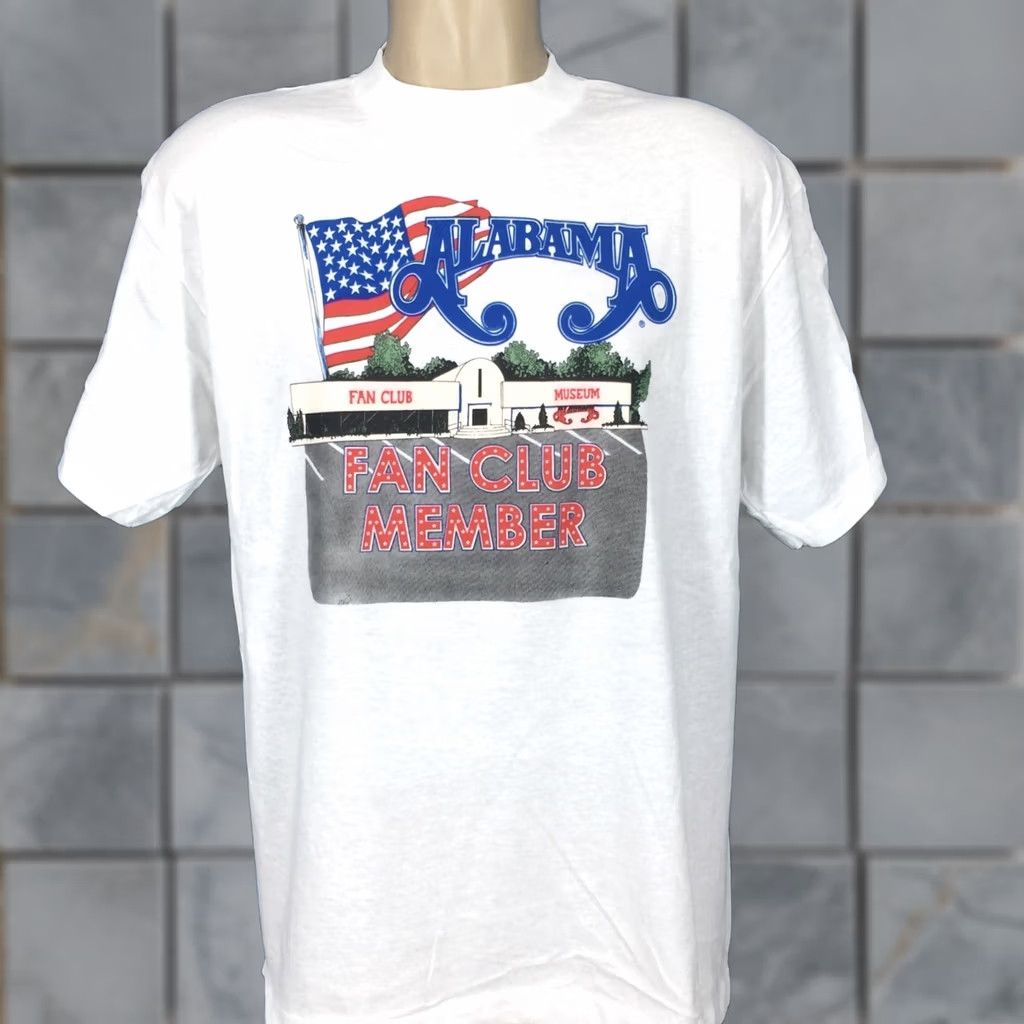 Fanci Club VINTAGE Alabama FAN CLUB CONCERT T-Shirt L/XL Selec-T Short Sleeve Crew Neck Mens White 80s Band Rock Size US L / EU 52-54 / 3 - 1 Thumbnail