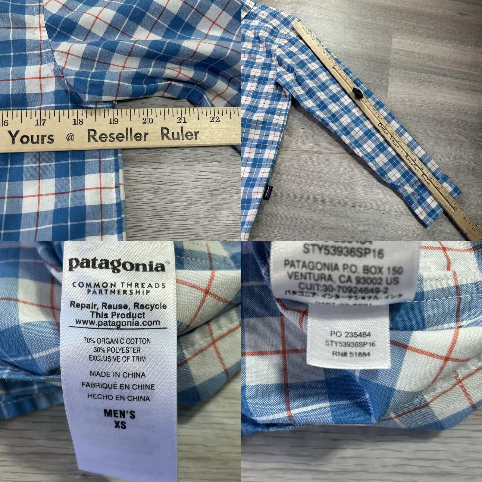 Patagonia Patagonia Shirt Mens XS Blue Plaid Organic Cotton Button Up Long Sleeve Casual Size US XS / EU 42 / 0 - 8 Thumbnail