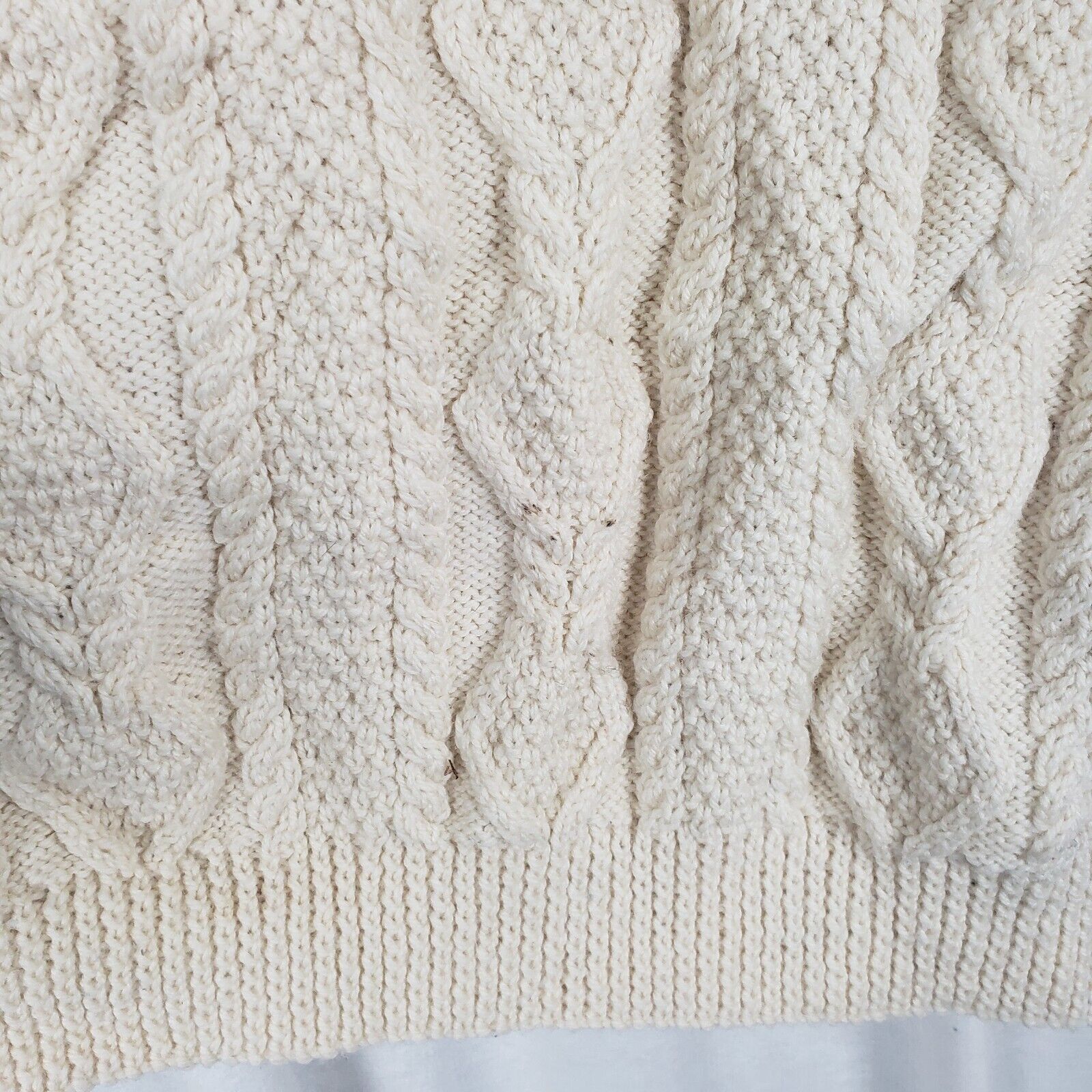 Handmade Vtg Handmade Fisherman Cable Knit Wool Aran Sweater Cream L Size US XL / EU 56 / 4 - 8 Thumbnail