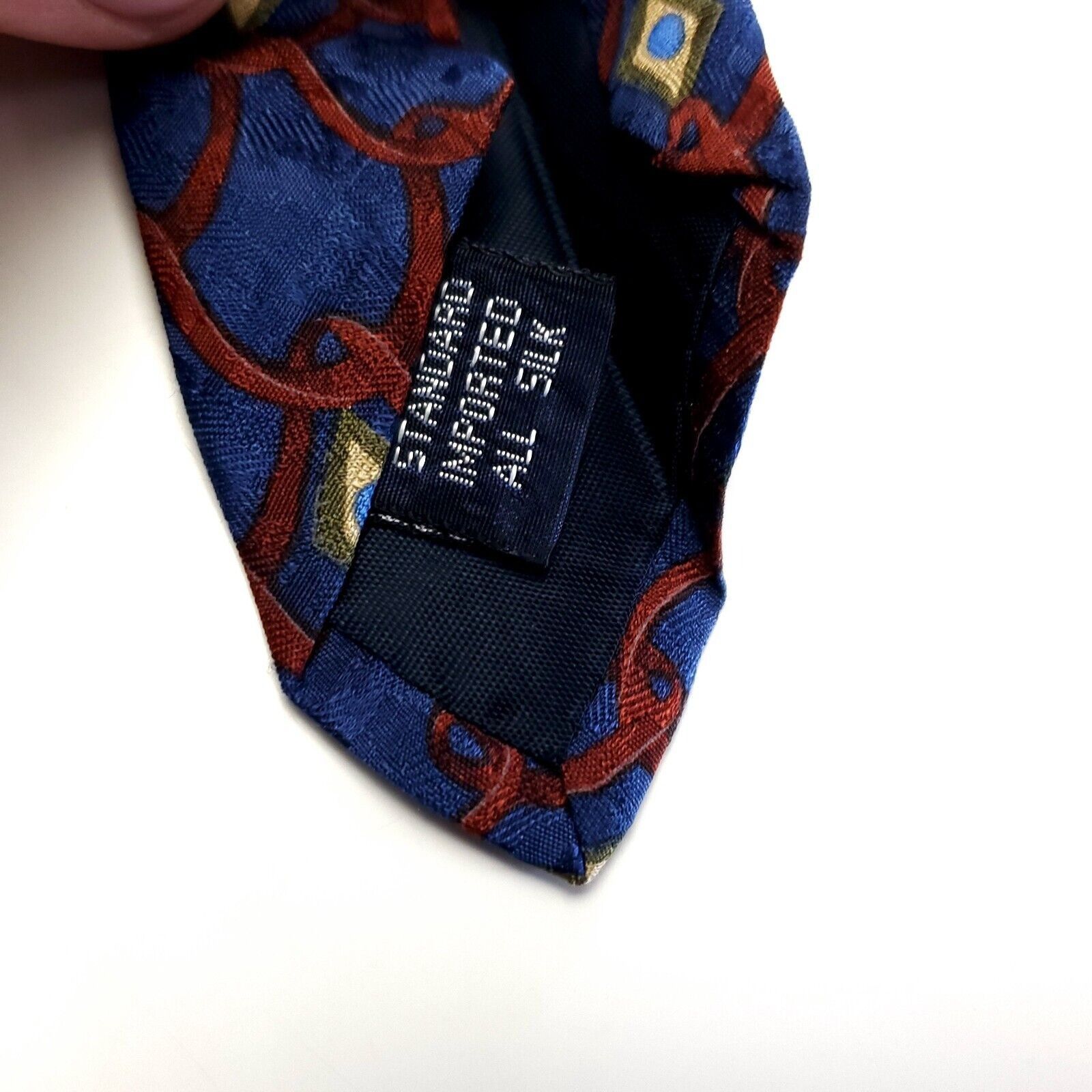 Woodward Woodward Blue Red Jacquard Print Wide Silk Tie Size ONE SIZE - 4 Thumbnail