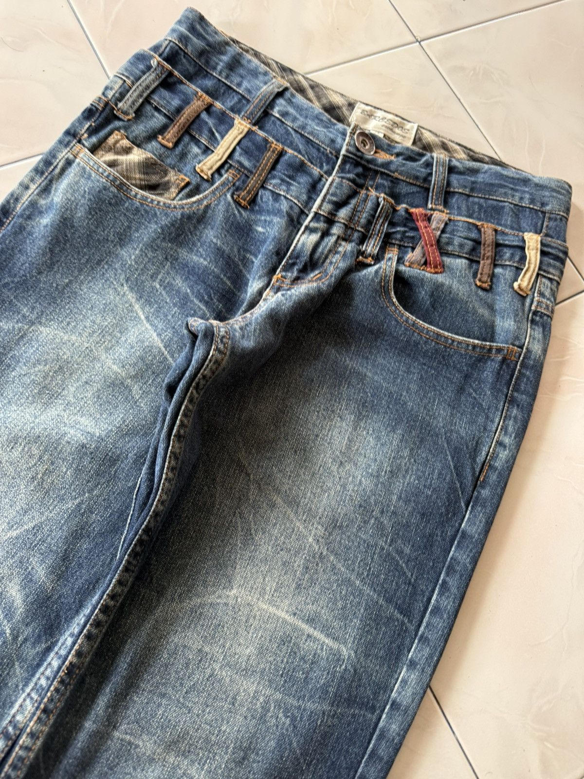 Hysteric Glamour Bercedos Japan Double Waist Cut & Sew Whiskers Jeans Size US 30 / EU 46 - 3 Thumbnail