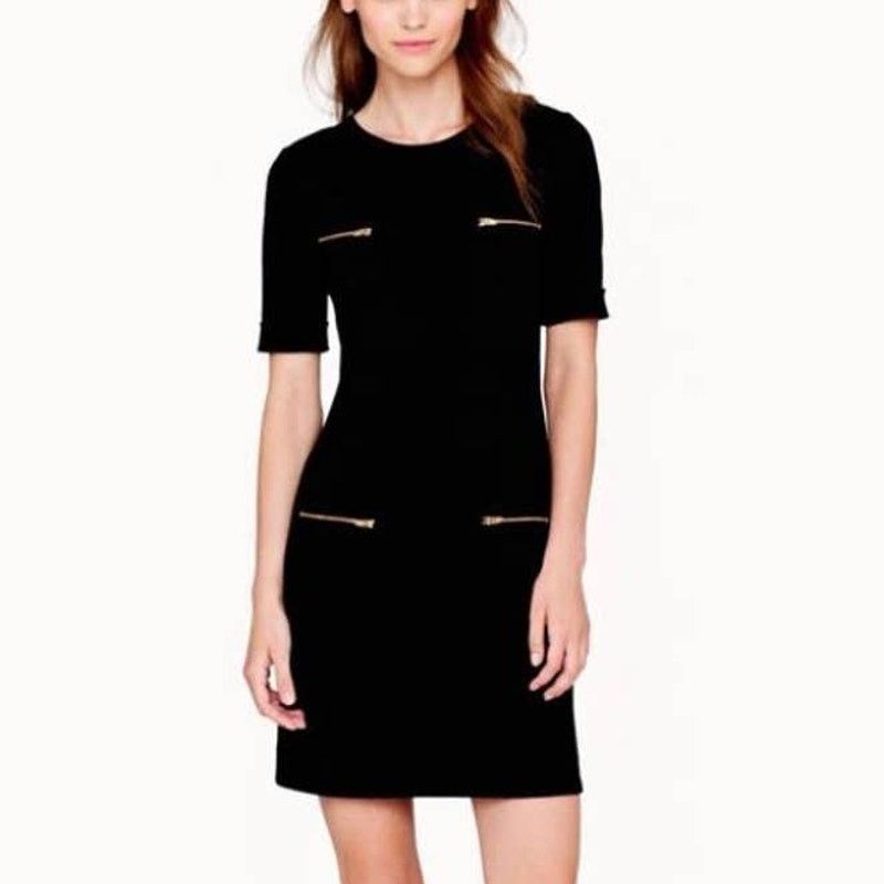 J.Crew J. Crew Shift Dress Gold Zipper Pockets Wool Blend 03344 S 0 Size XS / US 0-2 / IT 36-38 - 1 Thumbnail