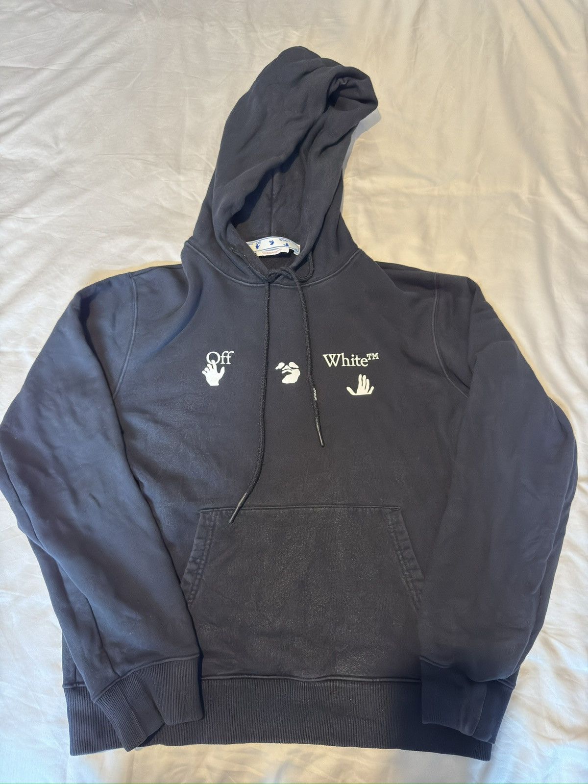image of Off White Off-White Hoodie With Handprint Logo in Black, Men's (Size Medium)