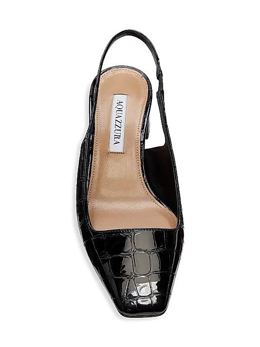 Aquazzura os11x1225 Ginza 35MM Crocodile-Embossed Slingback Pumps Size US 7 / IT 37 - 4 Thumbnail
