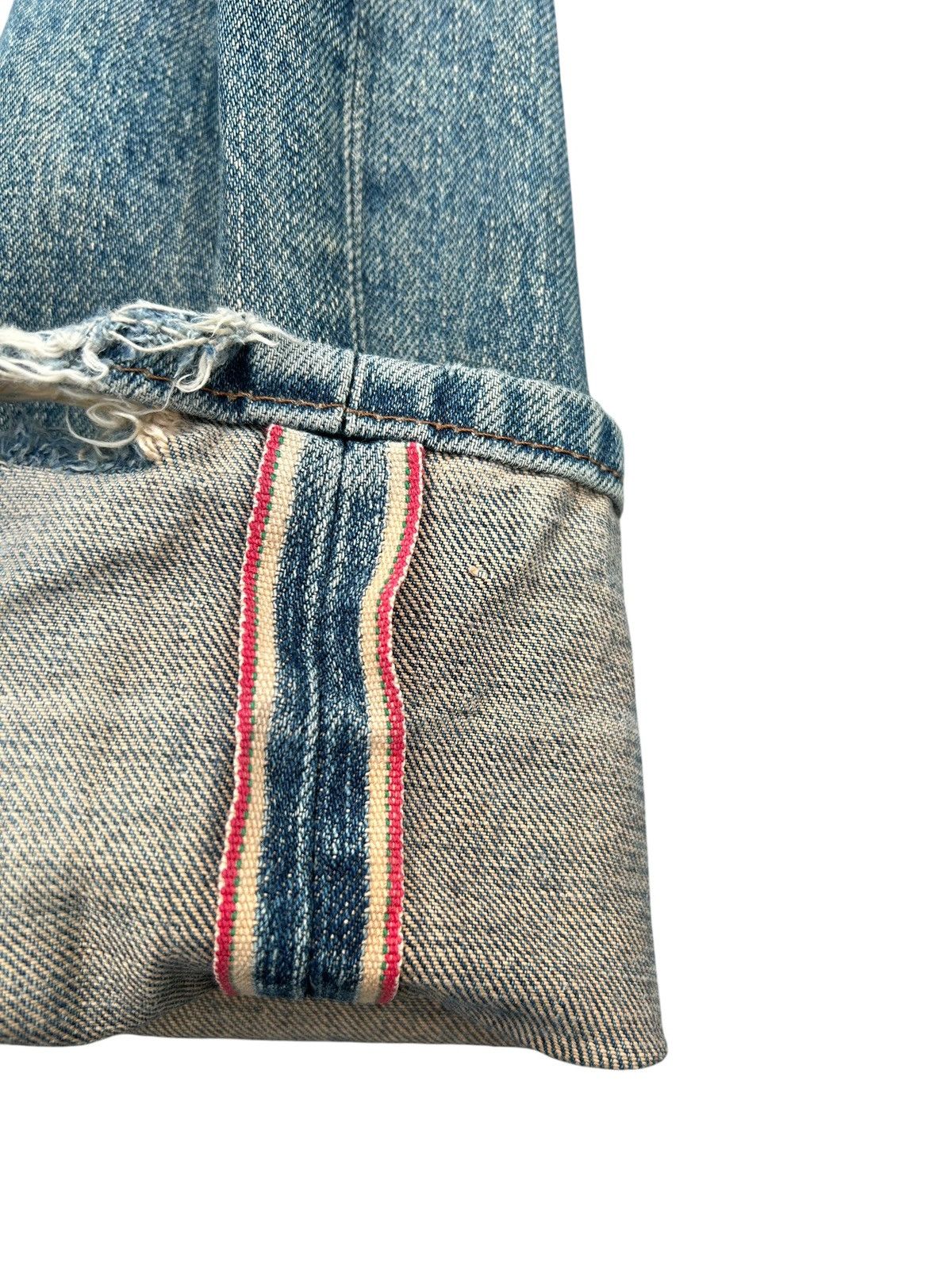 Kapital Vintage Wrangler Blue Bell Selvedge Thrashed Denim Jeans Size US 30 / EU 46 - 2 Thumbnail