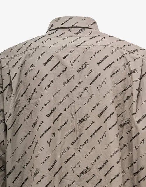 Balenciaga Balenciaga Beige Logomania All-Over Shirt SIZE 39 Size US M / EU 48-50 / 2 - 4 Thumbnail