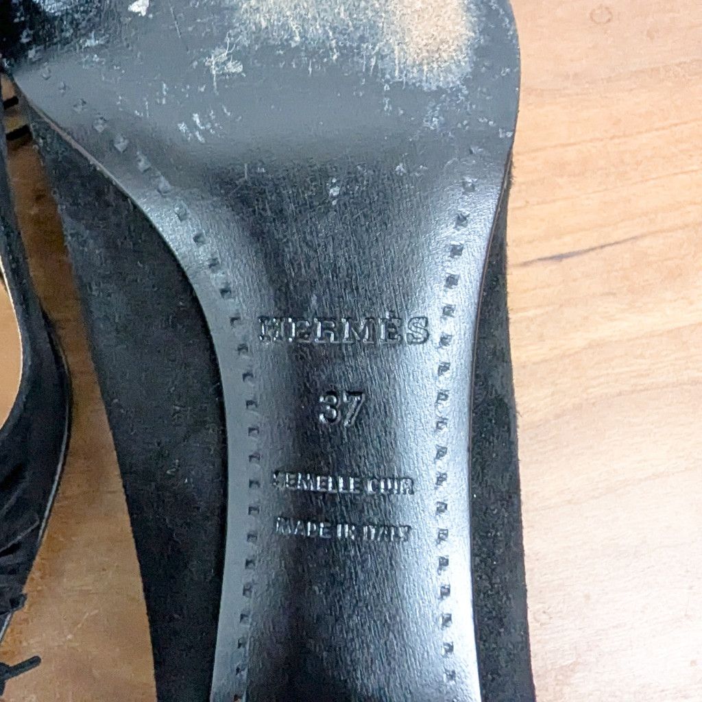 Hermes Hermes Black Suede Fringe Tie Front Heels Size 37 Size US 7 / IT 37 - 2 Thumbnail
