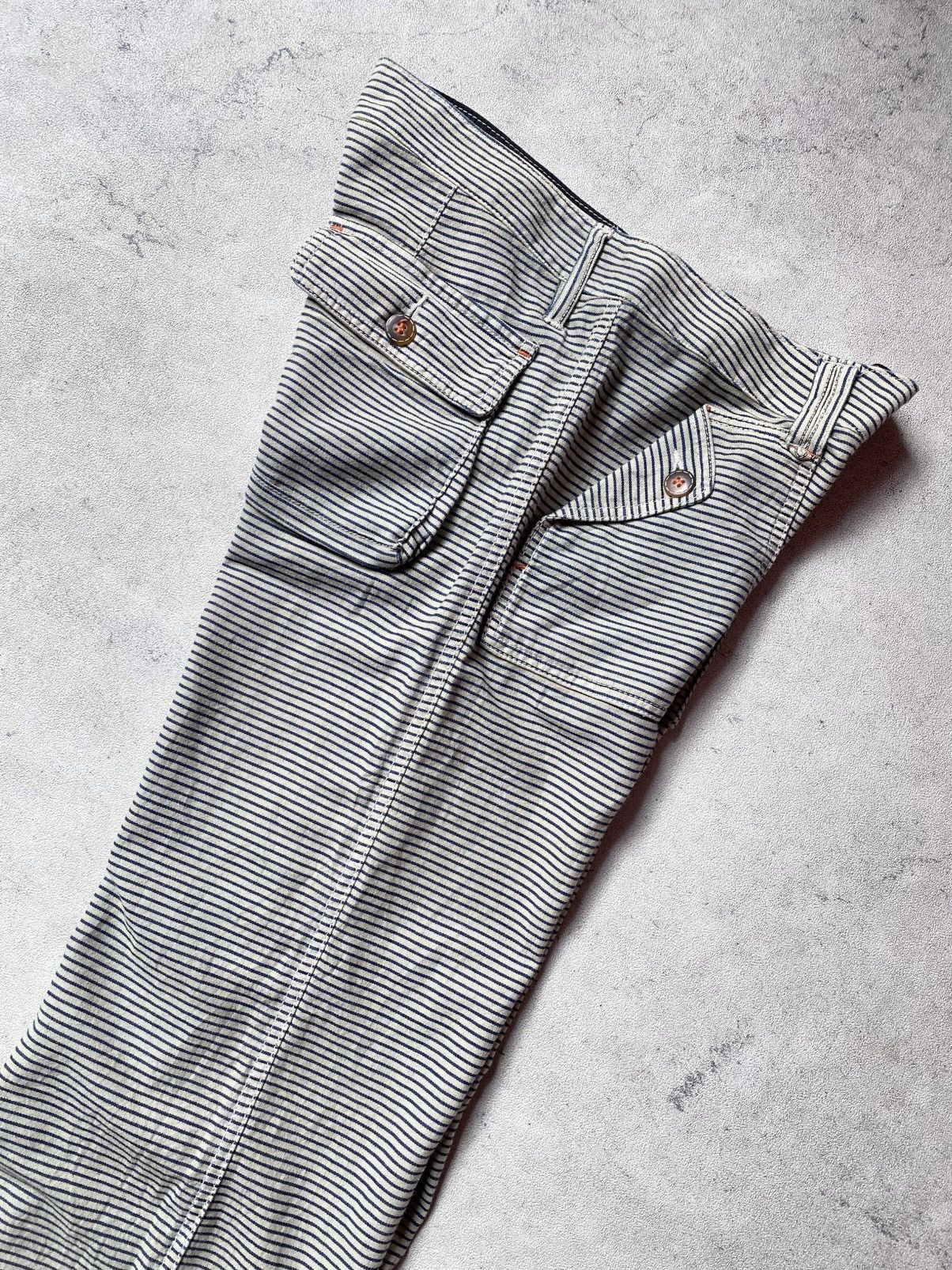 Japanese Brand SUNLUCAS🇯🇵 Stripe Hickory Flared Pant Size US 30 / EU 46 - 6 Thumbnail