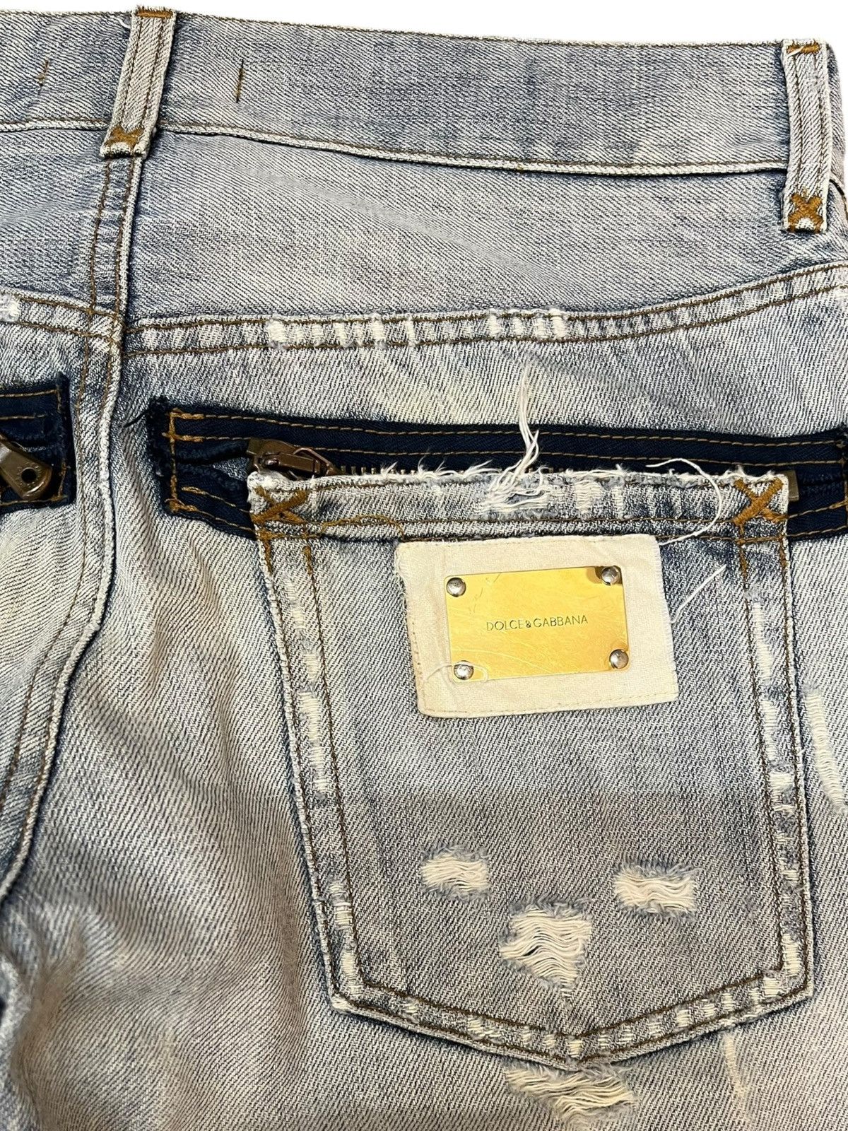 Dolce & Gabbana Vintage Dolce&Gabbana Double Zipper Ripped Distressed Denim Size US 31 - 9 Thumbnail