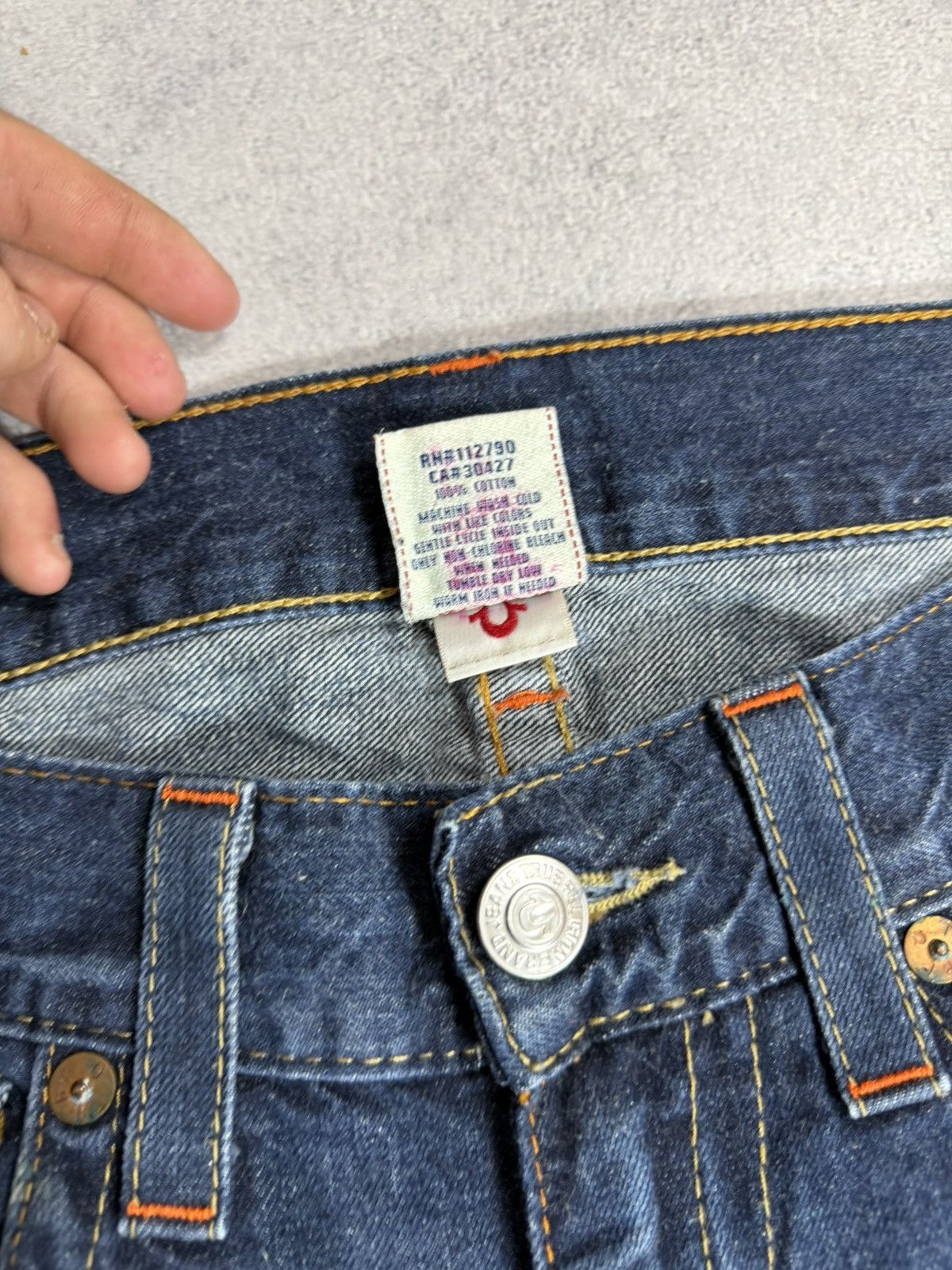 True Religion VTG True Religio Baggy Distressed Washed Y2K Size US 31 - 12 Thumbnail
