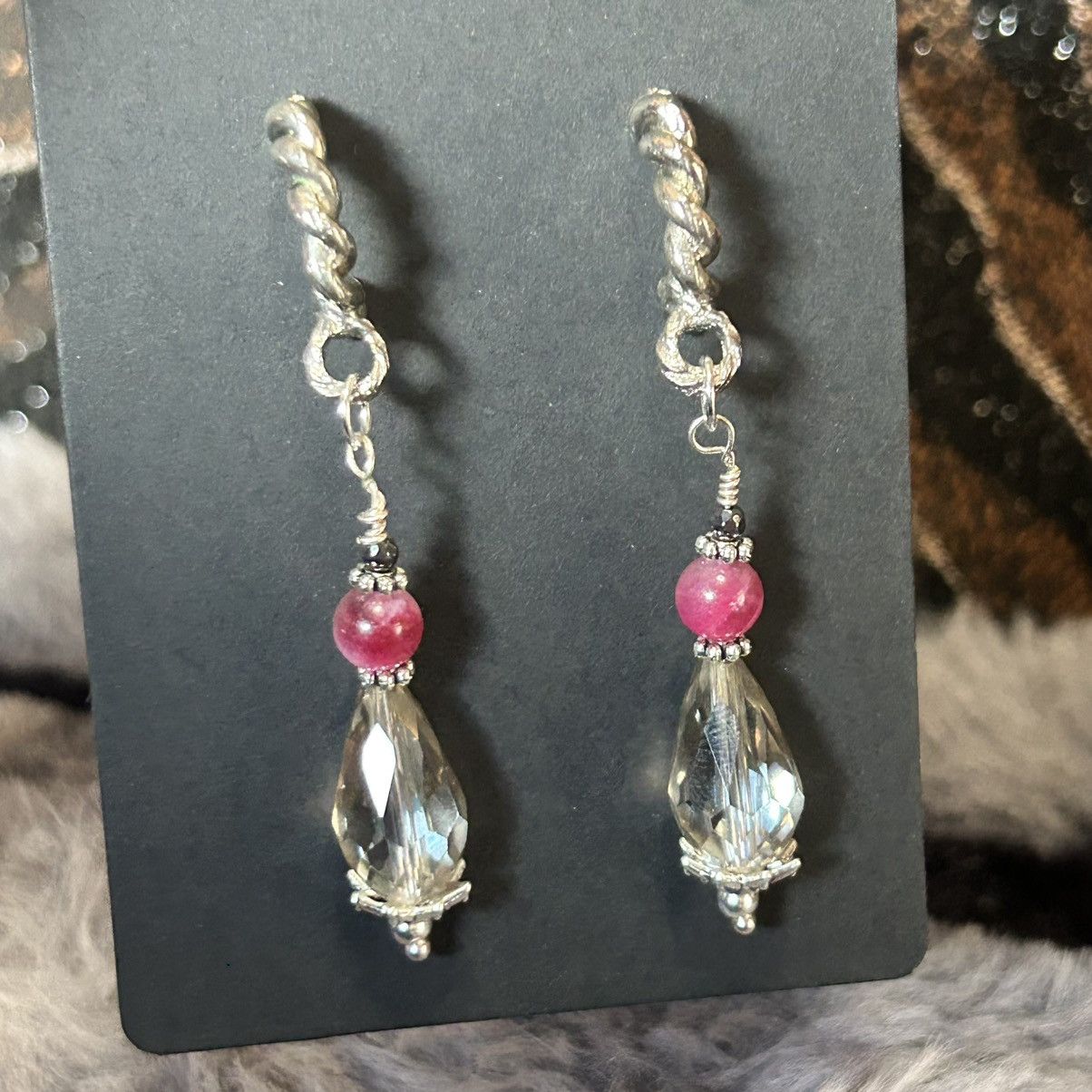 Handmade Handcrafted raindrop faceted rutilated quartz earrings Size ONE SIZE - 3 Thumbnail