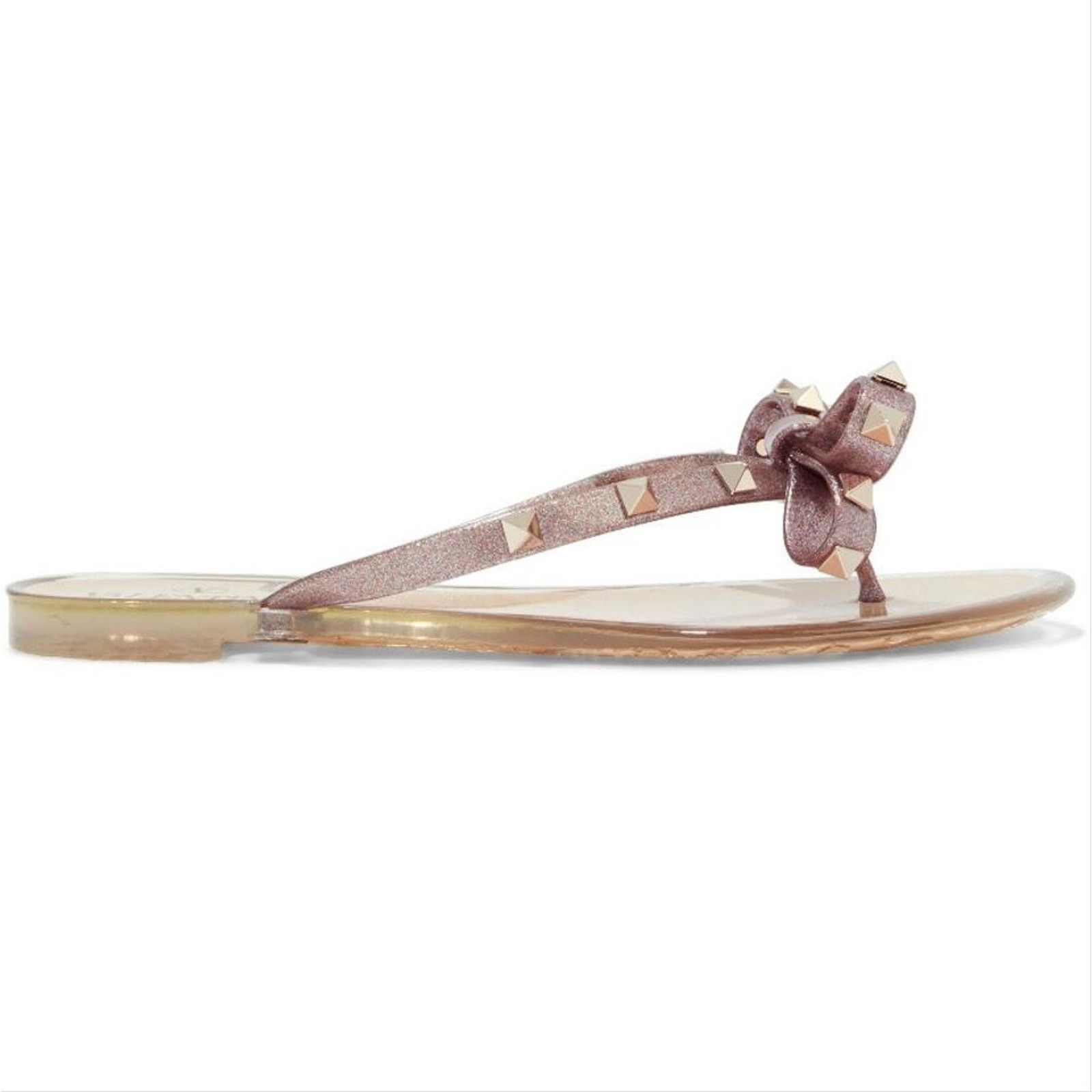 Valentino Valentino Garavani Rockstud bow glitter rubber sandals Size US 6 / IT 36 - 1 Thumbnail