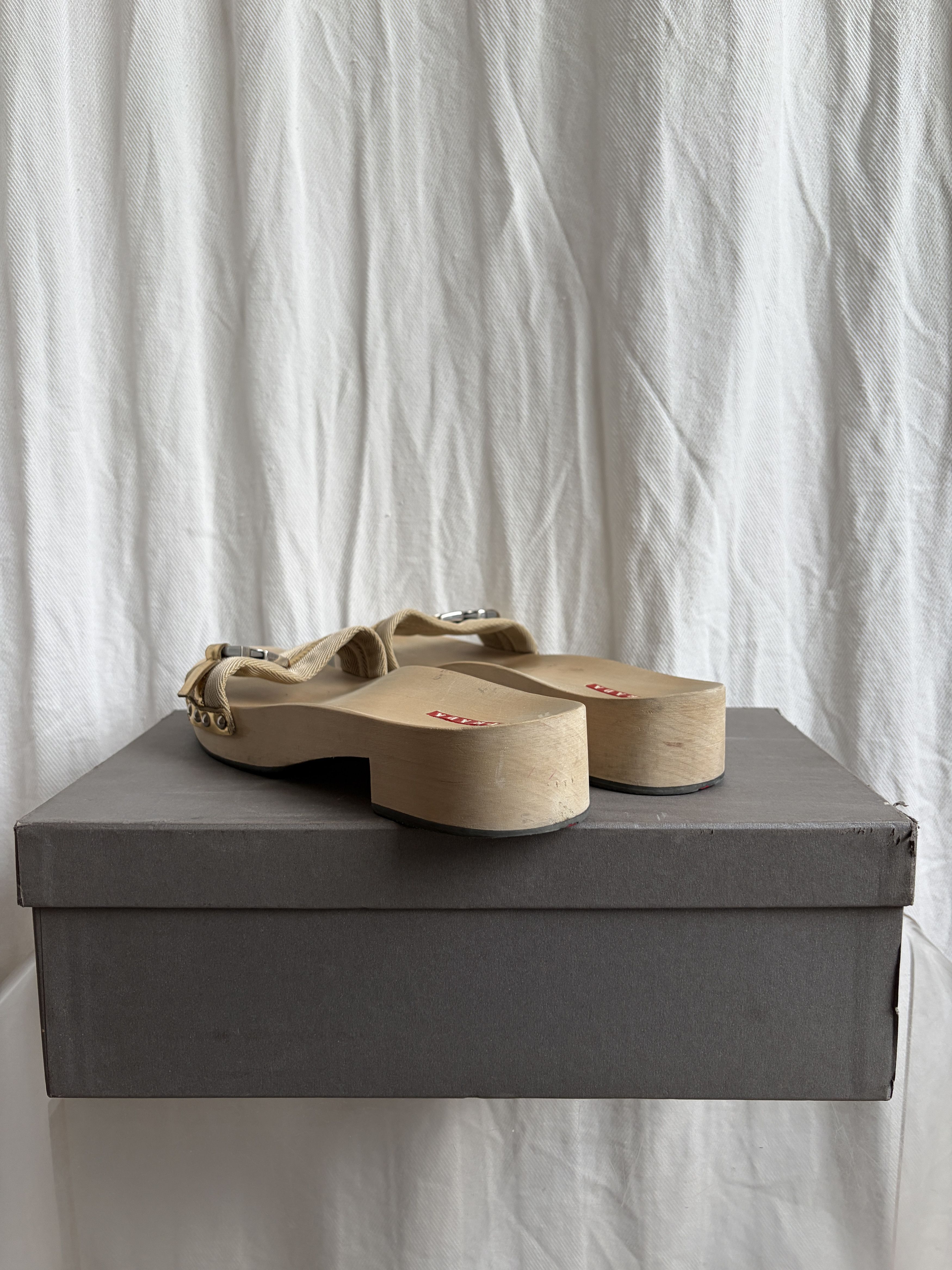 Prada Sport 2000s Wooden Sole Buckle Mules Size US 9 / IT 39 - 4 Thumbnail