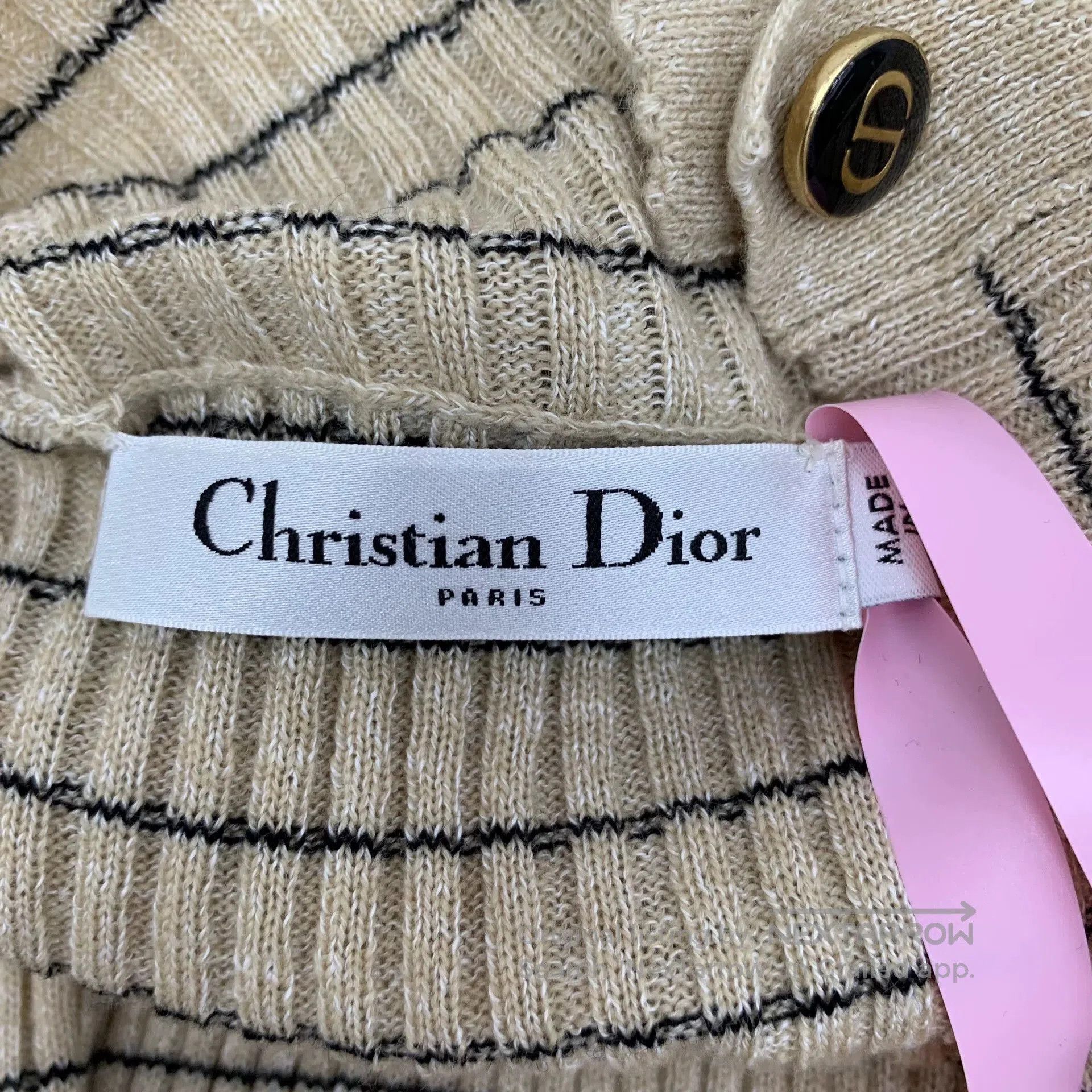 Dior brown striped short sleeve knit top. Size US L / EU 52-54 / 3 - 7 Thumbnail