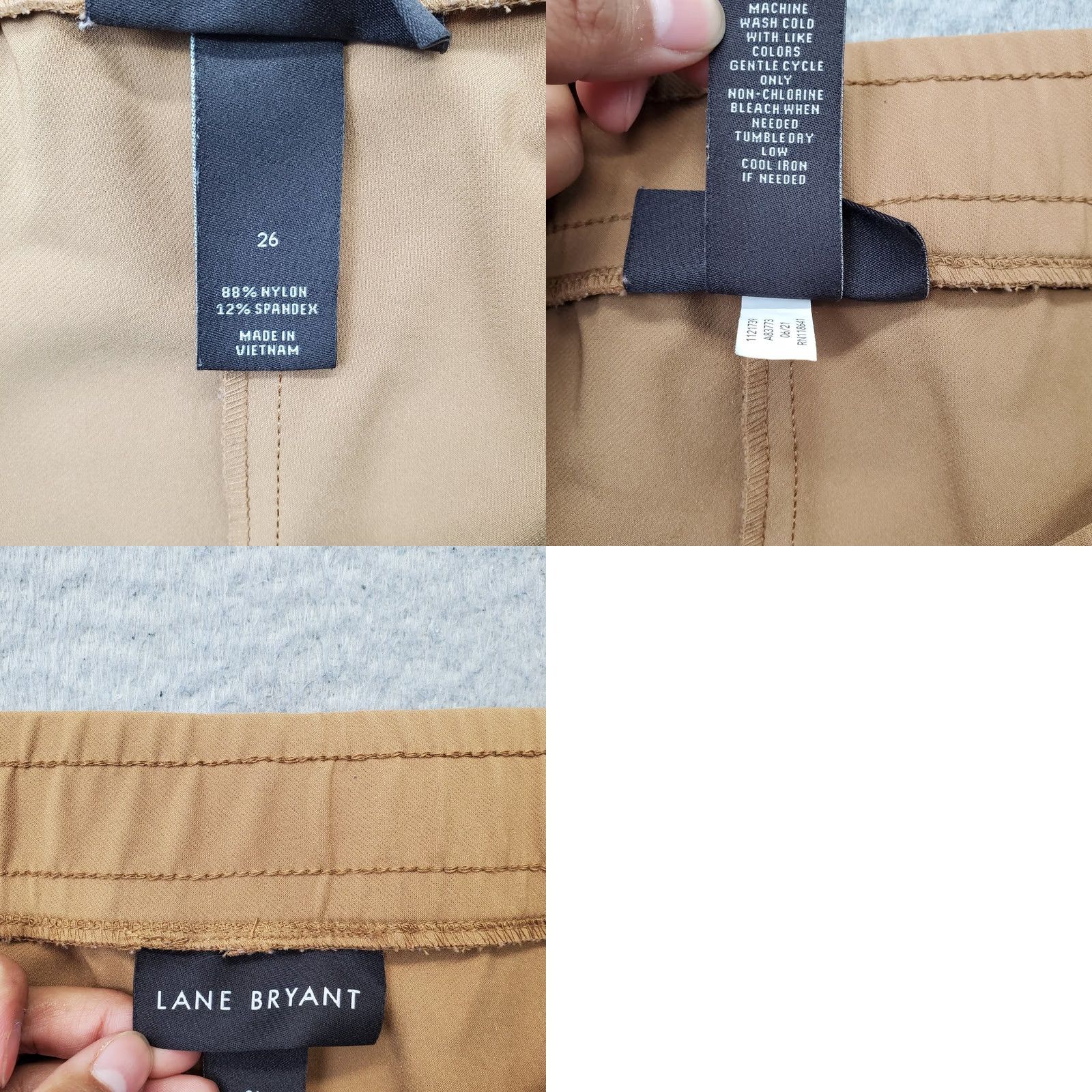 Vintage Lane Bryant Ankle Pants Womens 26 Tan Stretch Straight Leg Zipped Pocket Pull On Size 26" / US 2 / IT 38 - 8 Thumbnail