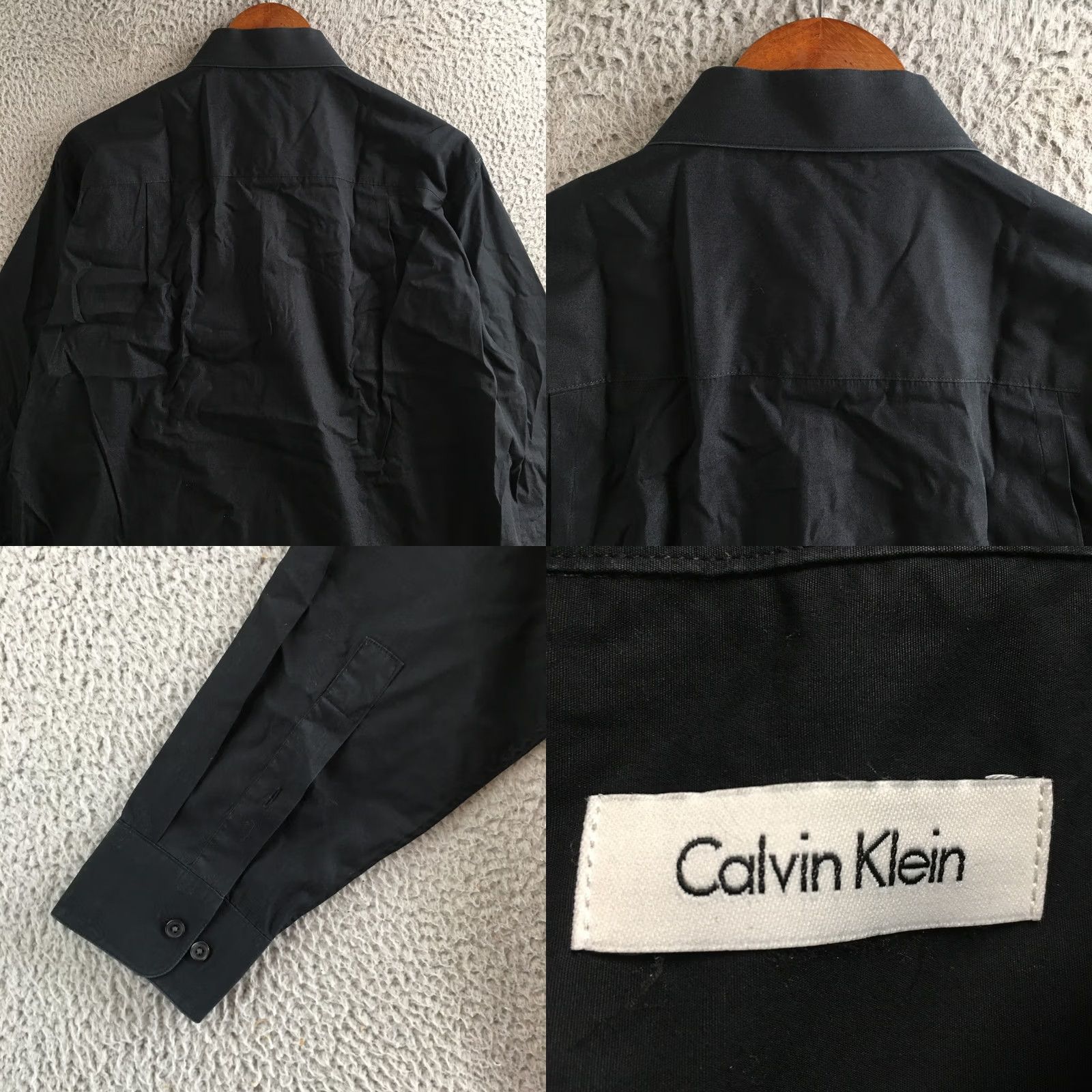 Calvin Klein Calvin Klein Shirt Mens 16 Black Button Down Long Sleeve Dress Formal Shirt Size 42R - 8 Thumbnail