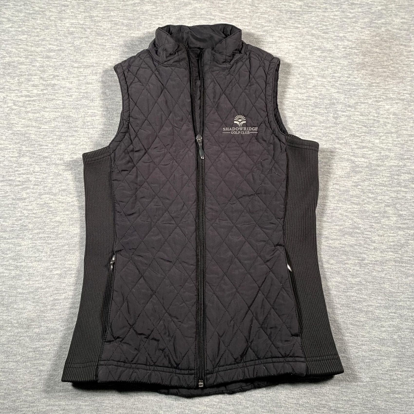 Logo 7 VINTAGE Straight Down Vest Womens XS Black Quilted Full Zip Shadowridge Golf Club Logo Size XS / US 0-2 / IT 36-38 - 2 Thumbnail