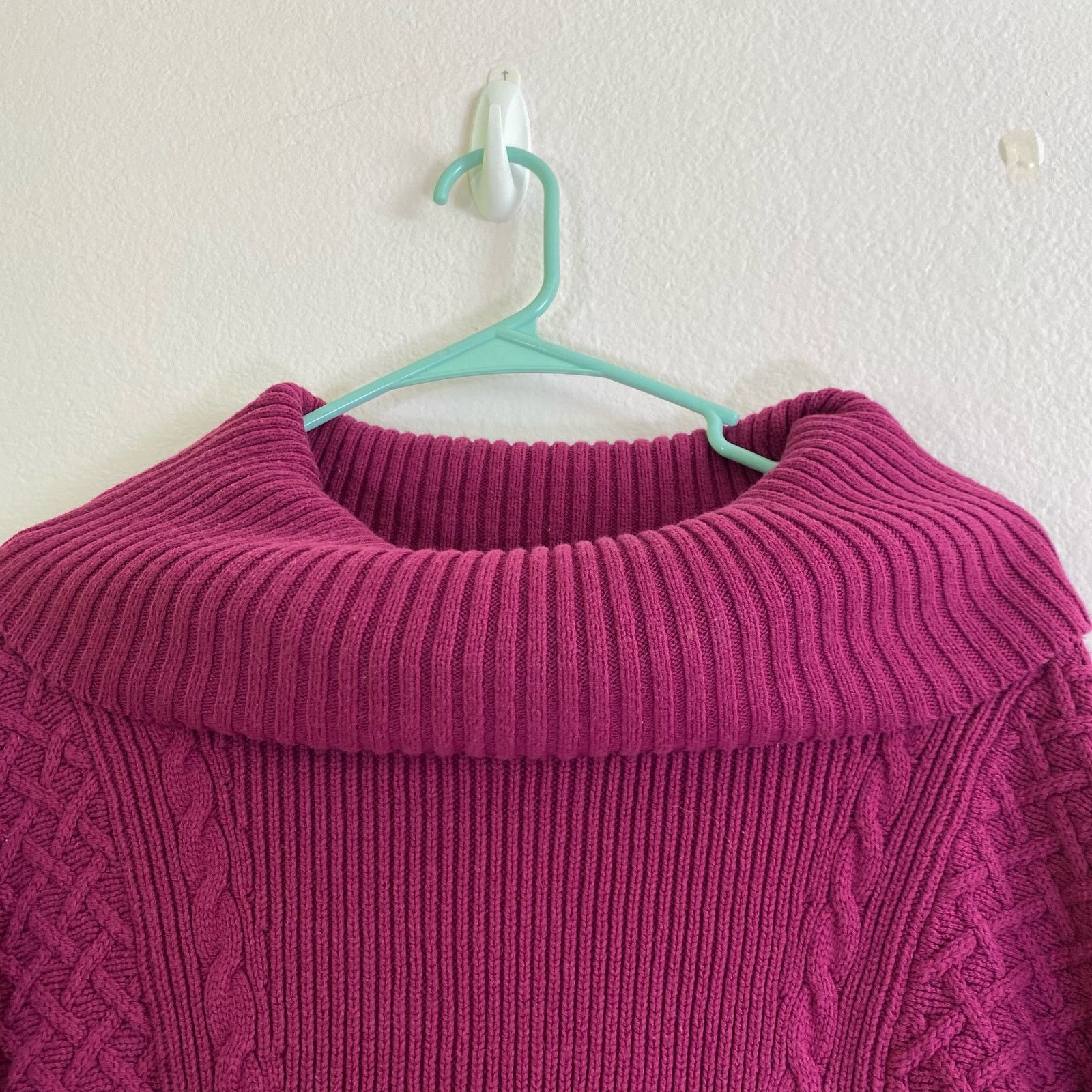 Chicos Chicos Mixed-Stitch Cowl-Neck Pullover Purple Womens Size L Size L / US 10 / IT 46 - 3 Thumbnail