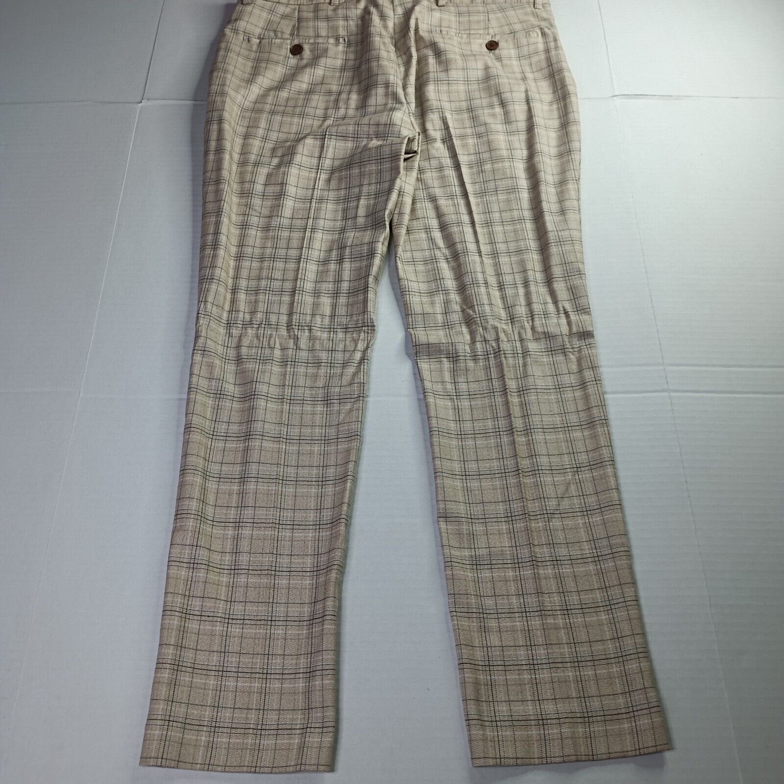 Boohoo Man Boohoo 32S Skinny Check Suit Trouser Stone Plaid Pants Size US 32 / EU 48 - 7 Thumbnail