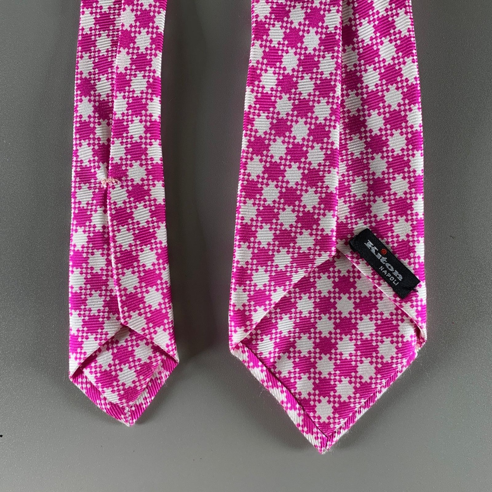 Kiton KITON Pink White Houndstooth Silk Tie Size ONE SIZE - 2 Thumbnail