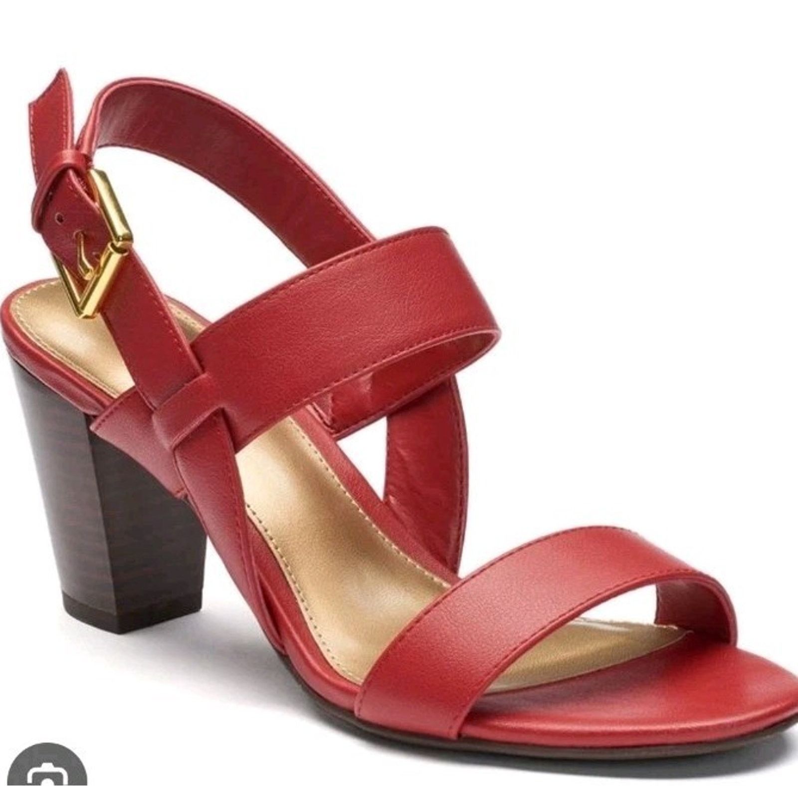 Chaps Red Leather Block Heel Women’s 6B Romantic Coastal