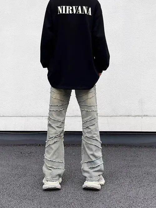 VIBE High street fringed raw edge ruined jeans Size US 32 / EU 48 - 2 Thumbnail
