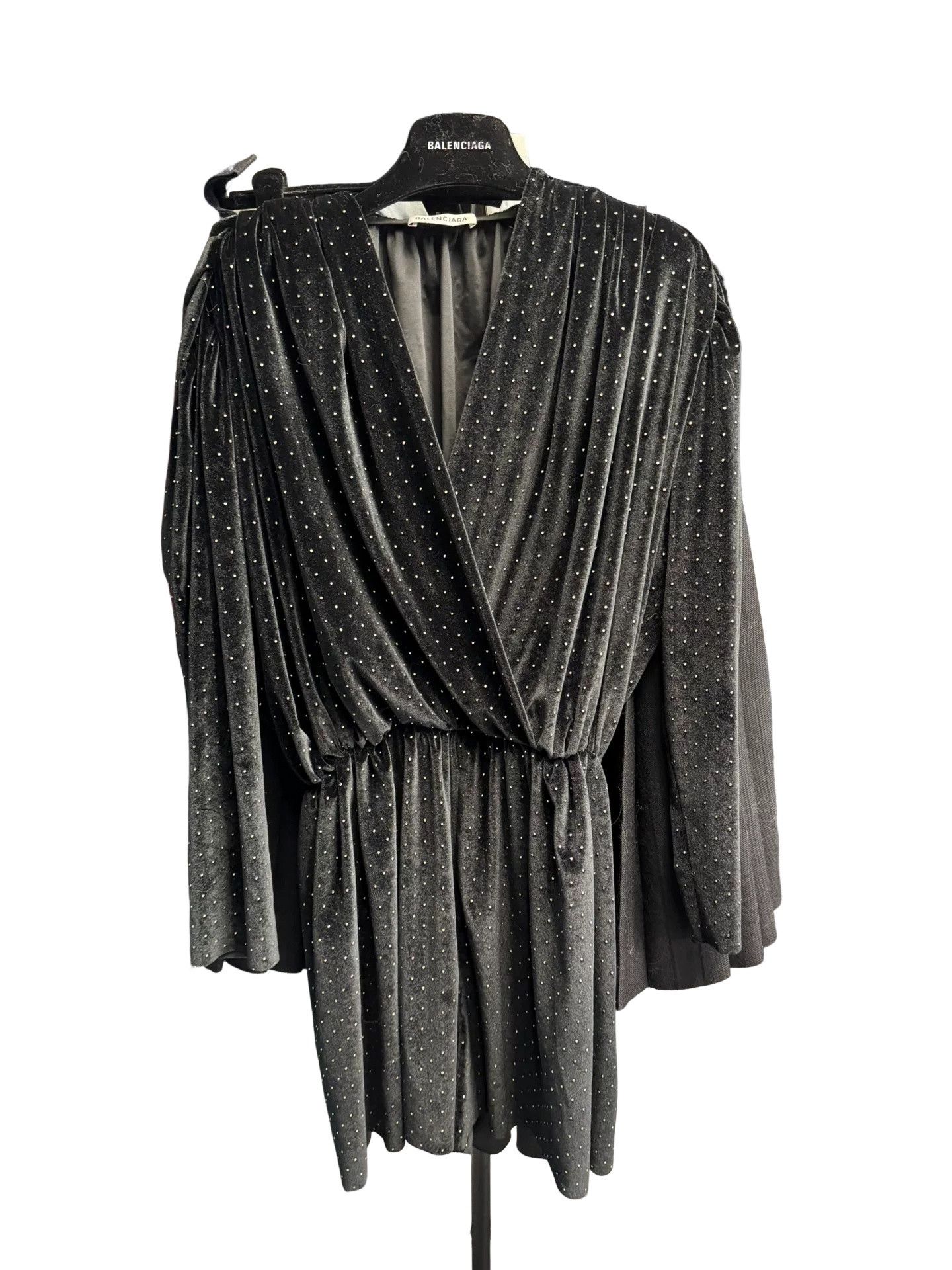 Balenciaga Balenciaga Rhinestone Velvet Mini Dress Size 36 Size XS / US 0-2 / IT 36-38 - 1 Thumbnail