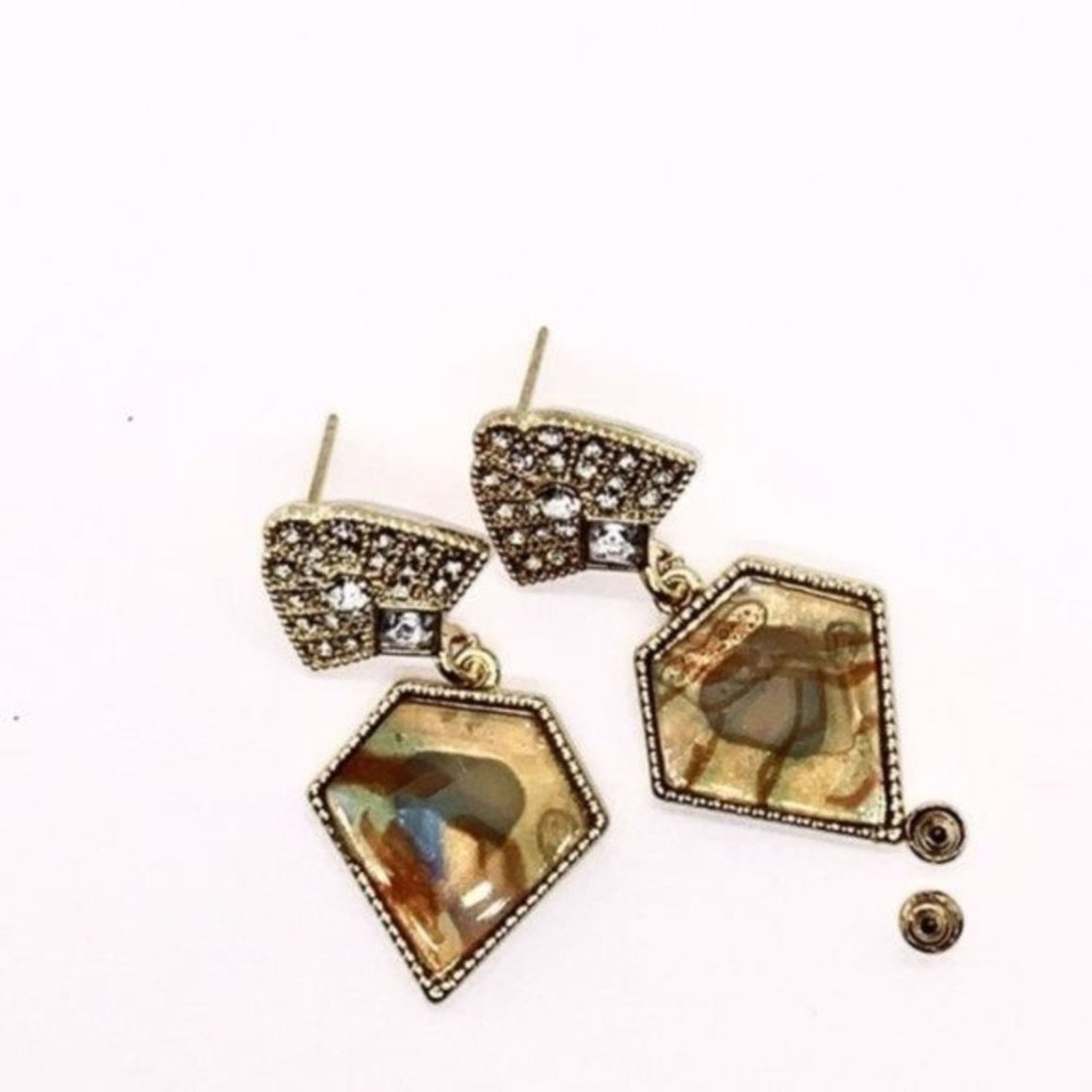 Other NWT Gold-Tone Crystal Abalone Colored Stone Dangle Earrings Size ONE SIZE - 2 Thumbnail