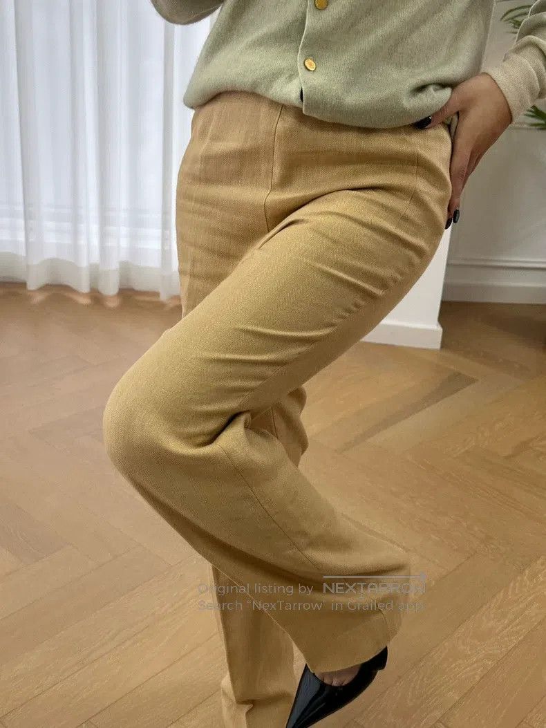 Hermes Hermes Solid Side-Buttoned Linen Straight Leg Casual Pants Size 26" / US 2 / IT 38 - 4 Thumbnail