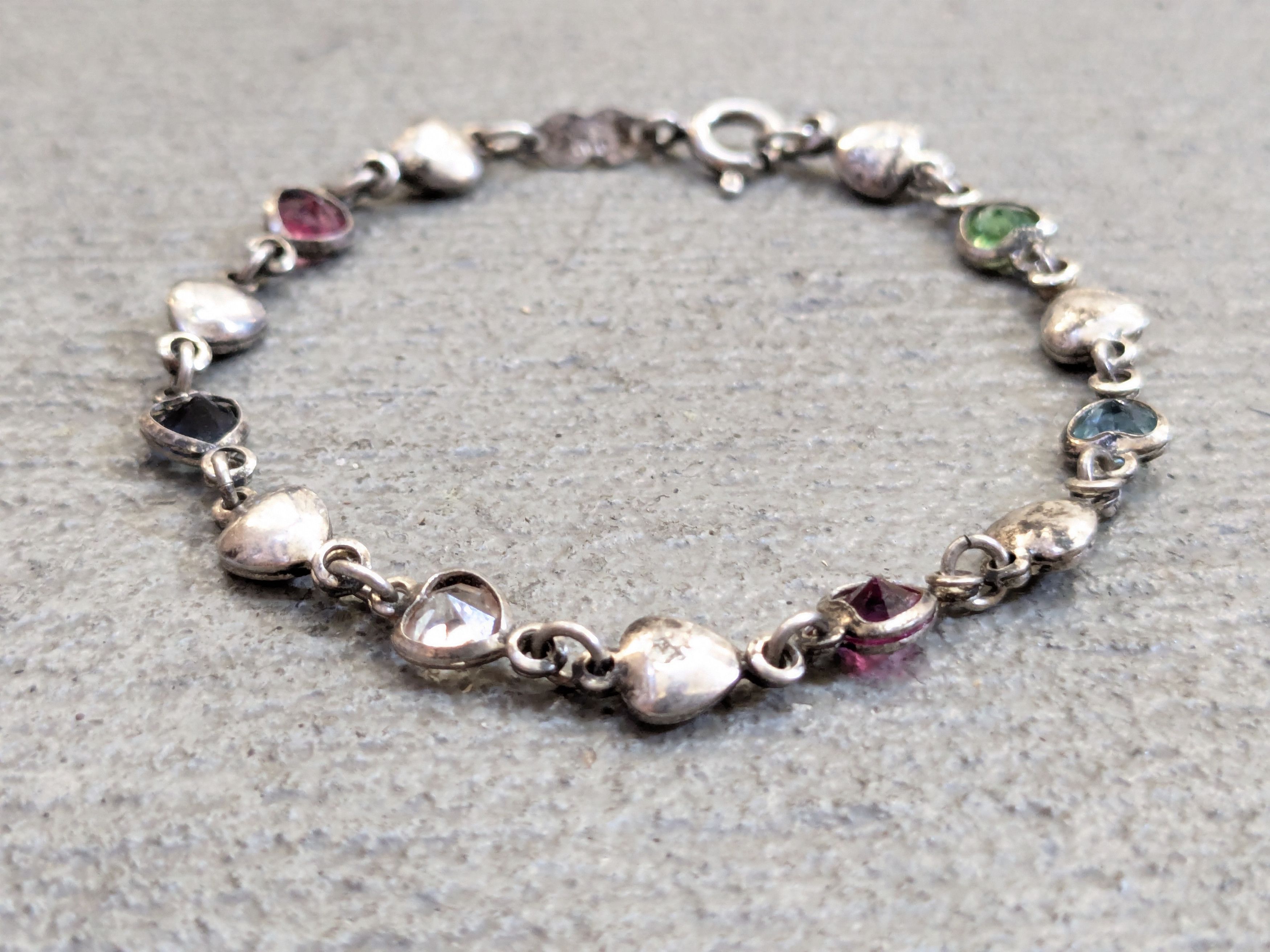 Jewelry Vintage Sterling Silver Bracelet Heart Rainbow Y2K Cute Size ONE SIZE - 5 Thumbnail