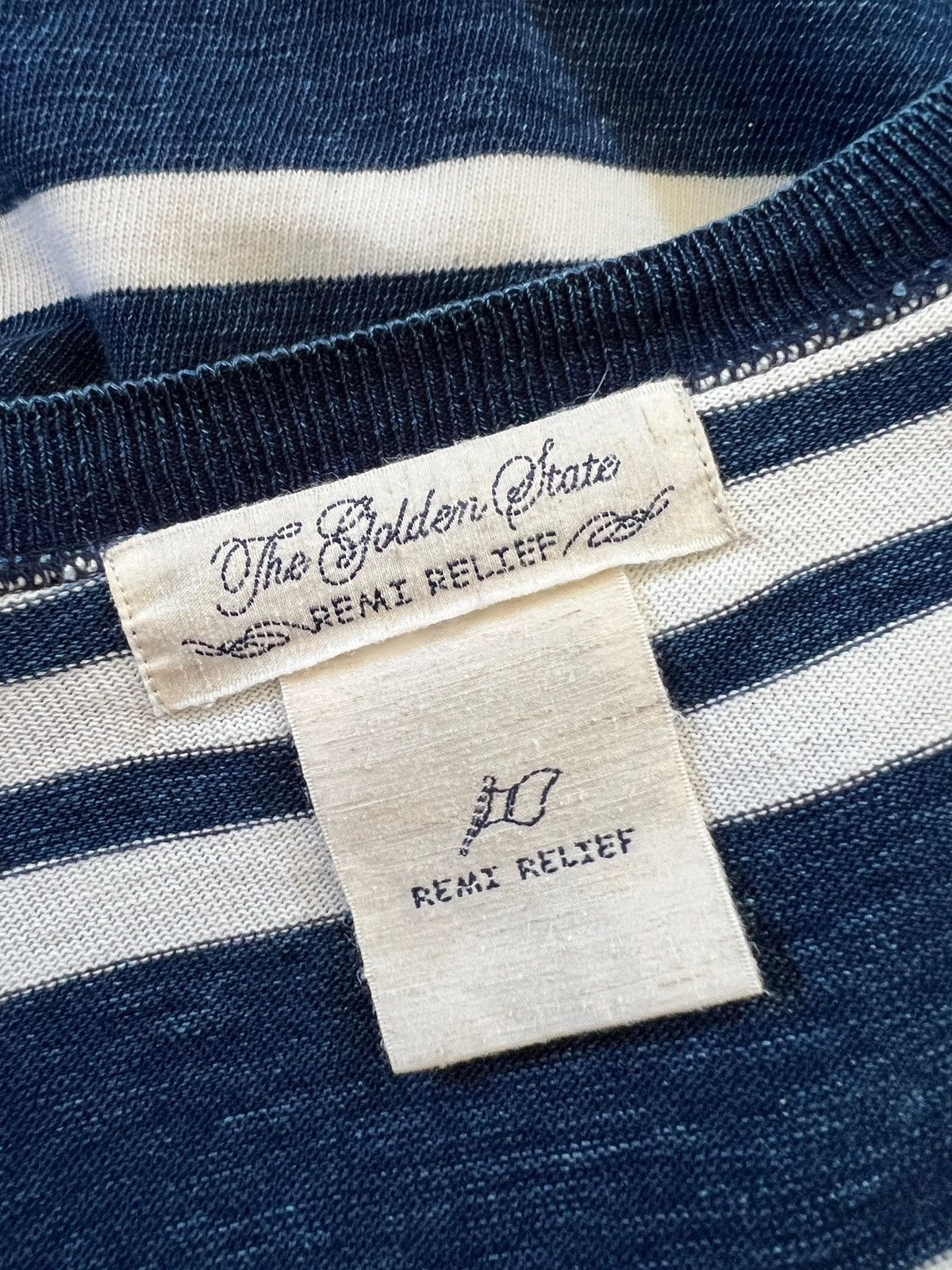 Indigo × Japanese Brand × Remi Relief Remi Relief Stripes Indigo Oversized Cardigan Size US L / EU 52-54 / 3 - 9 Thumbnail