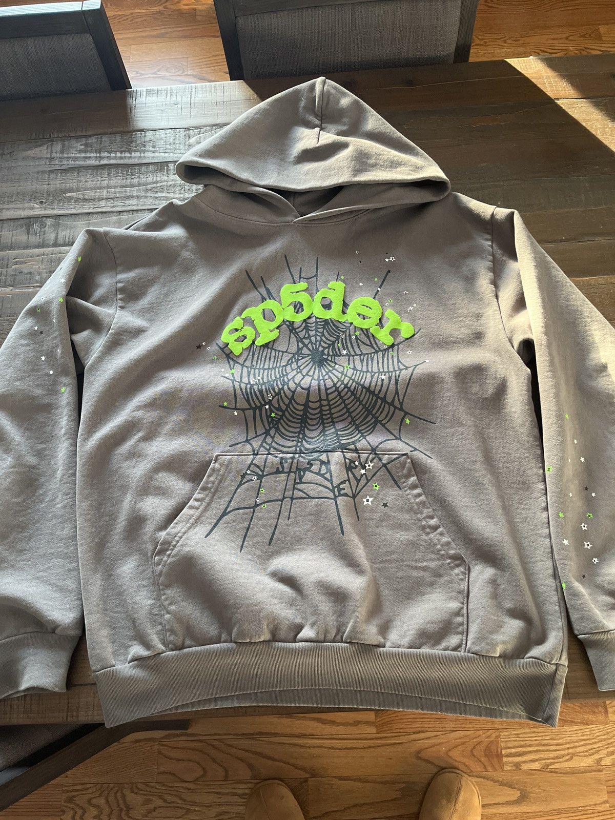 image of Spider Worldwide x Young Thug Spider Grey/green OG Web Hoodie, Men's (Size XL)