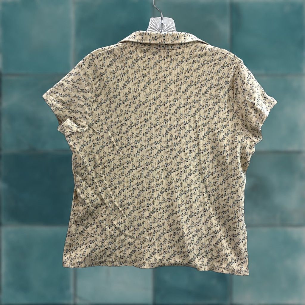 Faded Glory VINTAGE Y2K Polo Top Shirt Yellow Ditsy Floral Thermal Waffle Knit L XL Womens Size L / US 10 / IT 46 - 1 Thumbnail