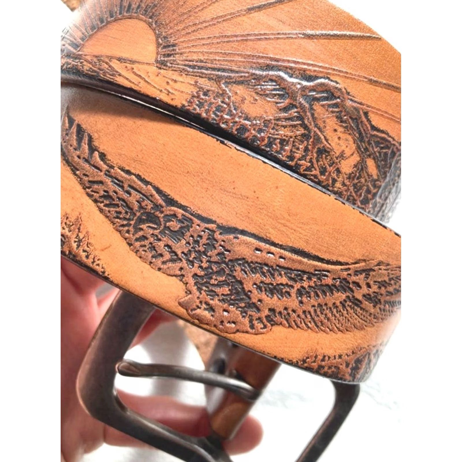 Ralph Lauren RRL Ralph Lauren Belt W34 Eagle Mountain Cowhide Leather Brown Pre-owned Size 34 - 2 Thumbnail