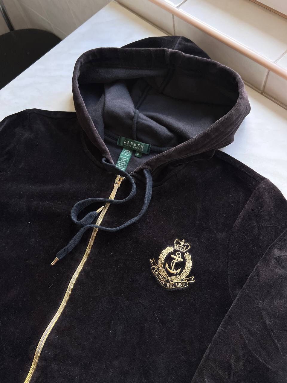 Polo Ralph Lauren Polo Ralph Lauren Velour Anchor Embroidered Zip Hooded 00s Size US L / EU 52-54 / 3 - 4 Thumbnail