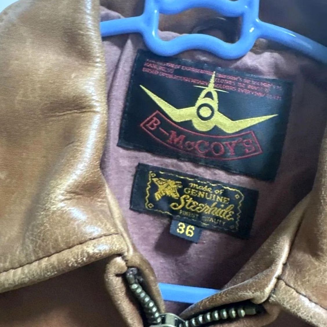 Vintage B-McCOY'S Jacket Leather Size 36 Brown Single Riders Mens 36 Regular TALON Zipper Vintage (if applicable) Size US XXS / EU 40 - 2 Thumbnail