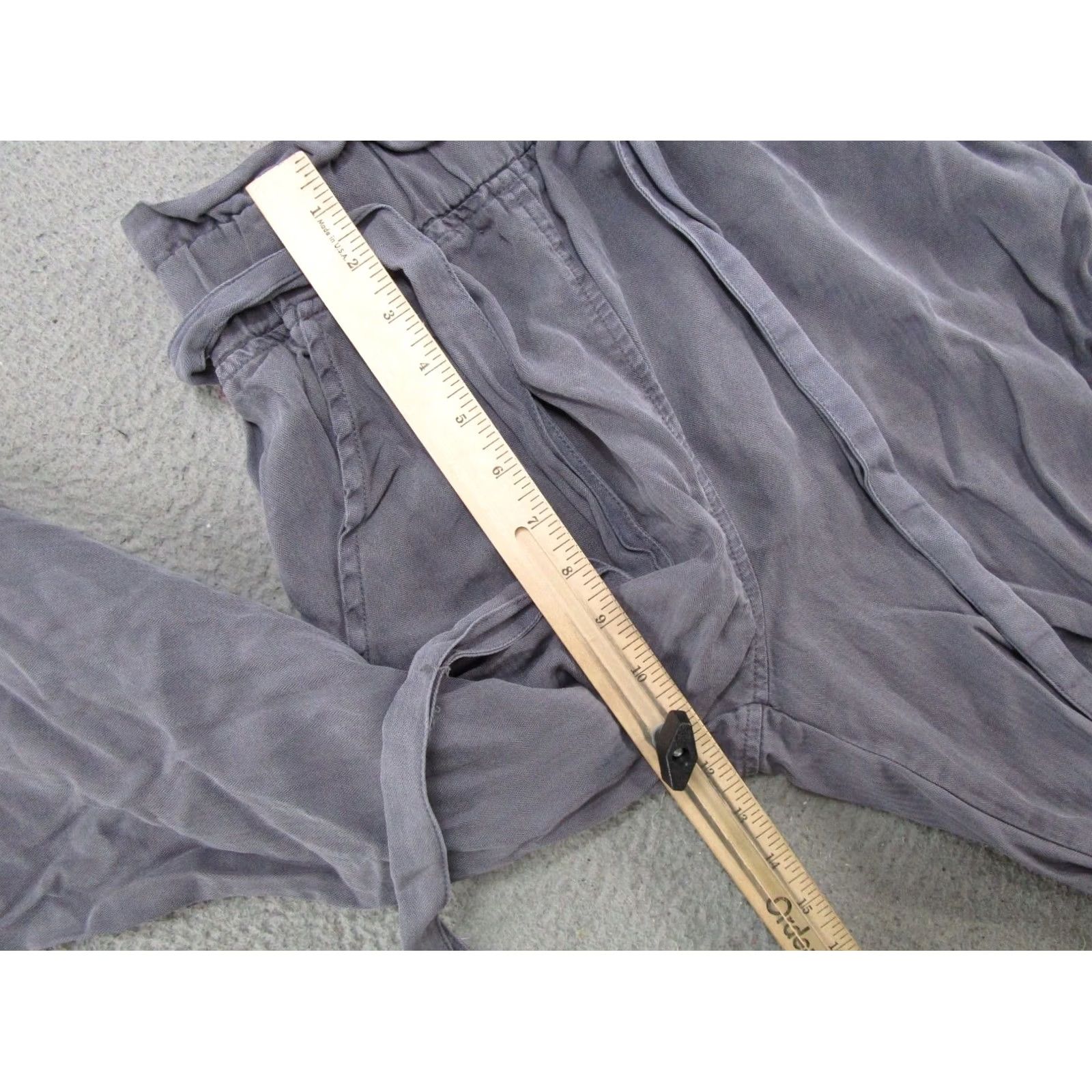 Vintage Thread & Supply Womens Wide-Leg Pants Gray SZ S Paperbag High Rise Elastic Waist Casual Modern 90s Style Womens Size 28" / US 6 / IT 42 - 7 Thumbnail