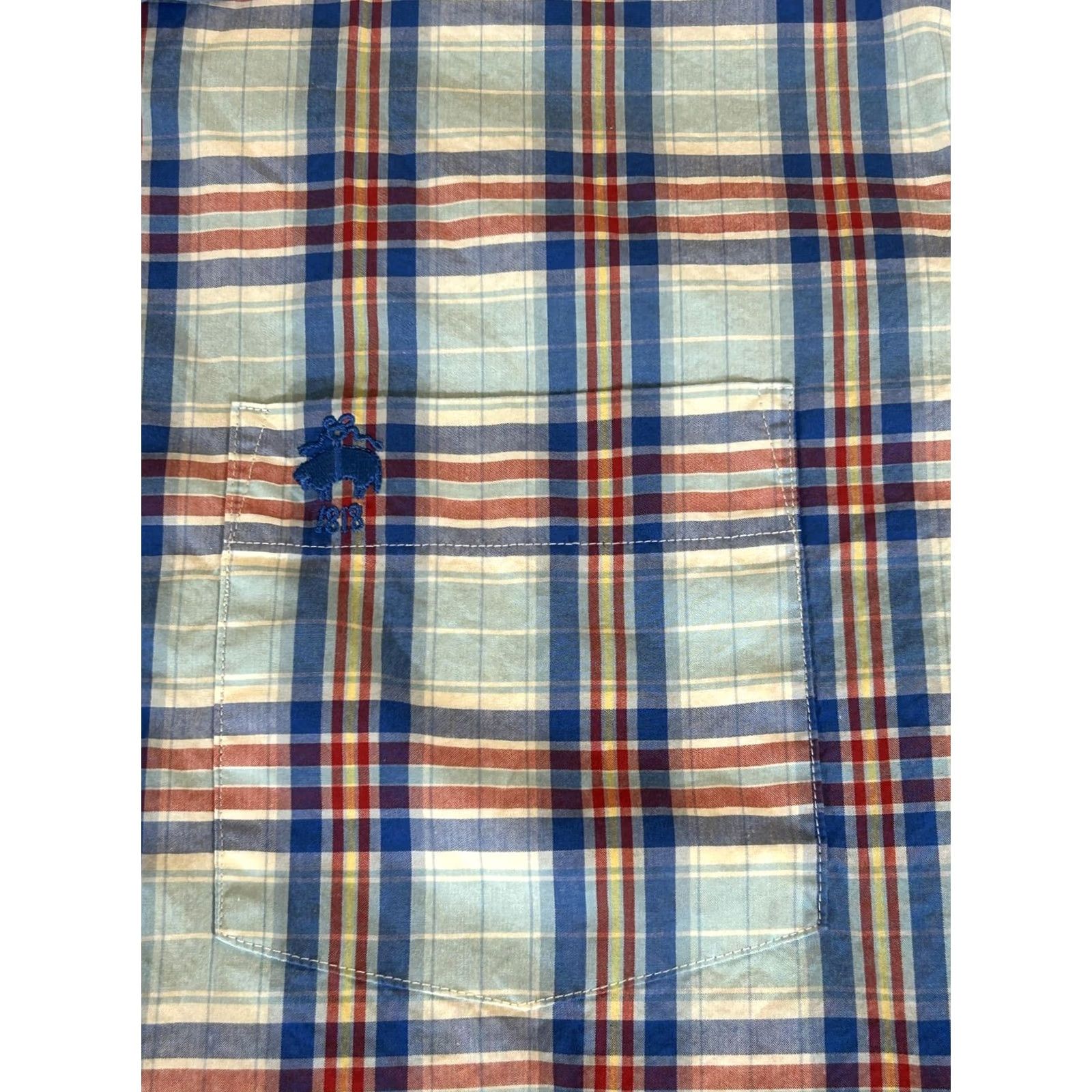 Brooks Brothers Brooks Brothers Shirt Mens M Blue Plaid Short Sleeve Button Up Camp Casual Fleece Red Sheep Logo Pocket Embroidered Button-Down Collar Vintage No Size US M / EU 48-50 / 2 - 2 Thumbnail