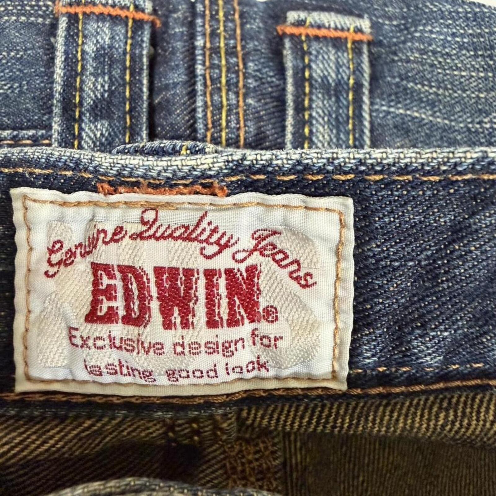 True Religion Vintage y2k style EDWIN Orange stitching design denim jeans Size US 31 - 6 Thumbnail