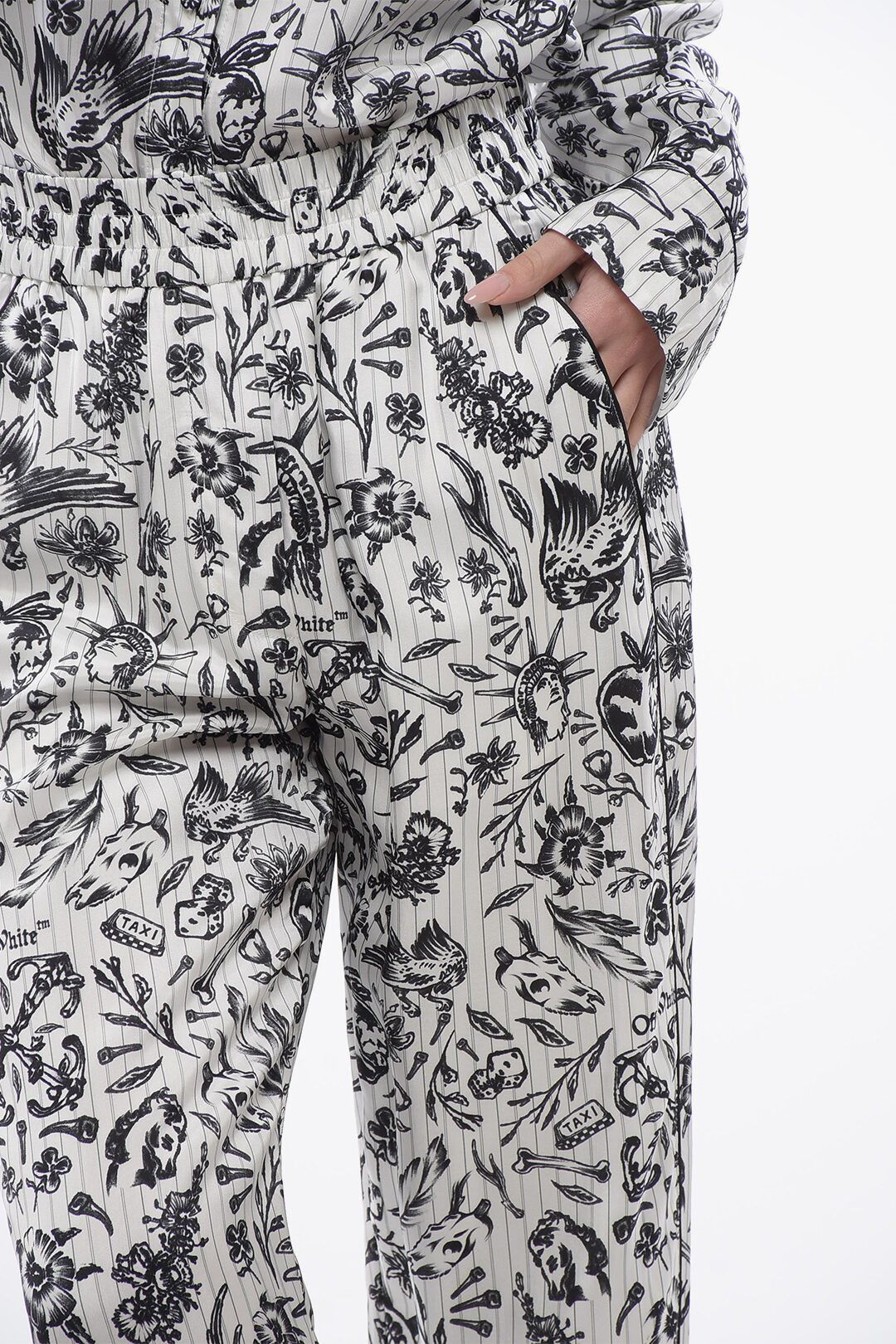Off-White og1mm1125 Pajama Palazzo Pant in Black & White Size 26" / US 2 / IT 38 - 3 Thumbnail