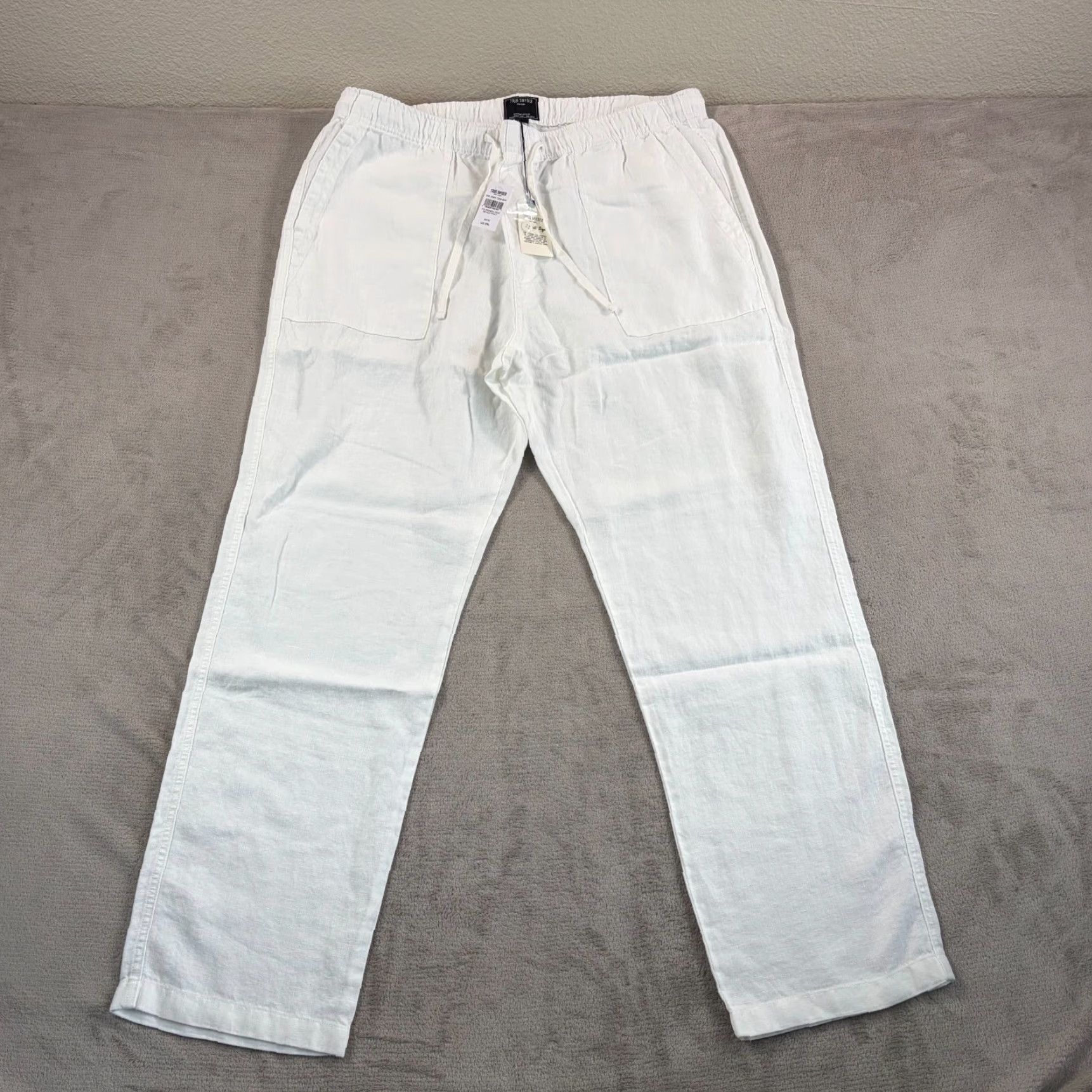 Todd Snyder TODD SNYDER Straight Fit 100% Linen Beach Pants White Men 2XL Drawcord NWT Pants Beach White 2XL Mens Size US 39 - 4 Thumbnail