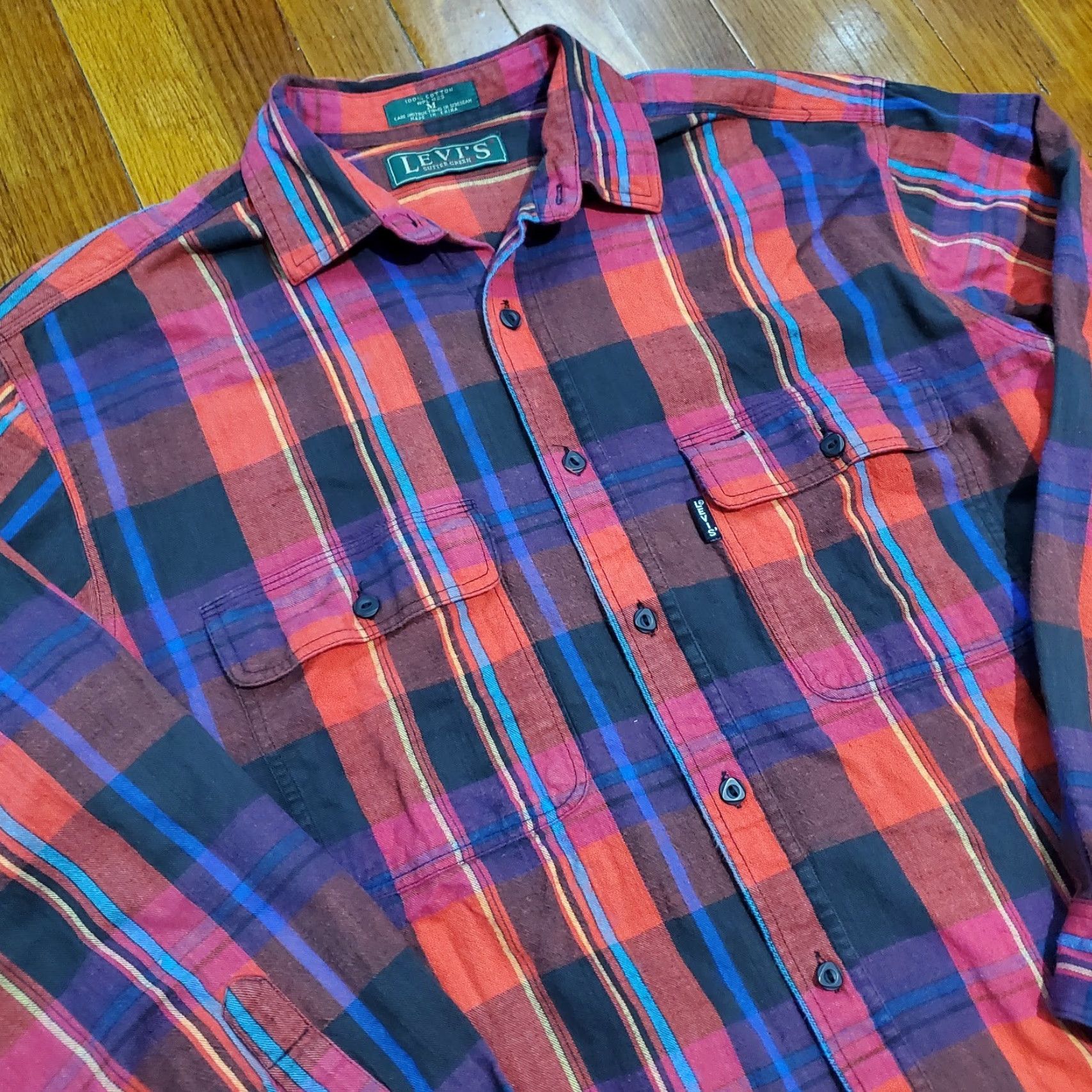Levi's VINTAGE Levi's Shirt Mens M Red Plaid Western Button-Up 90s California Cowboy Grunge Classic USA 60s Southwestern Size US M / EU 48-50 / 2 - 4 Thumbnail