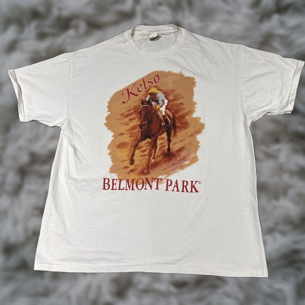 Vintage Kelso Belmont Park Jockey Club Gold Cup Winner 1960-64 Adult White XL TShirt Size US XL / EU 56 / 4 - 1 Thumbnail