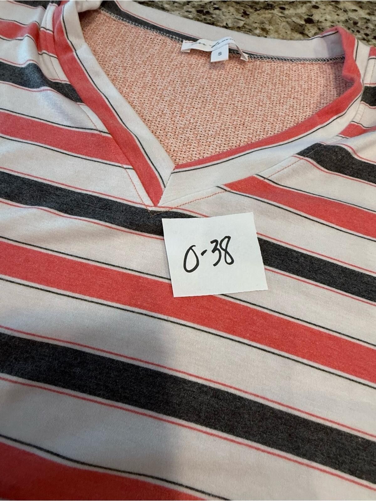 Other Ces Femme top pink gray stripes cap sleeves mixed media SM Size S / US 4 / IT 40 - 9 Thumbnail