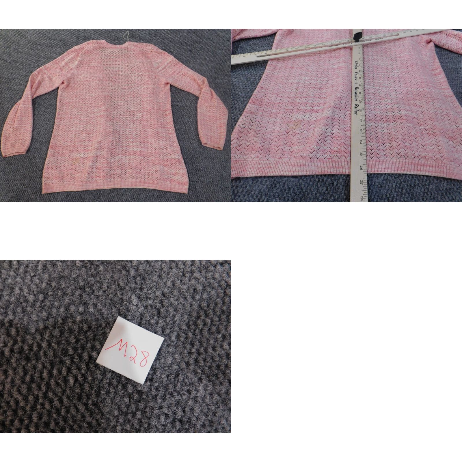 Vintage LL Bean Cardigan Sweater Womens L Pink Open Knit Cotton Crew Neck Long Sleeve Size L / US 10 / IT 46 - 9 Thumbnail