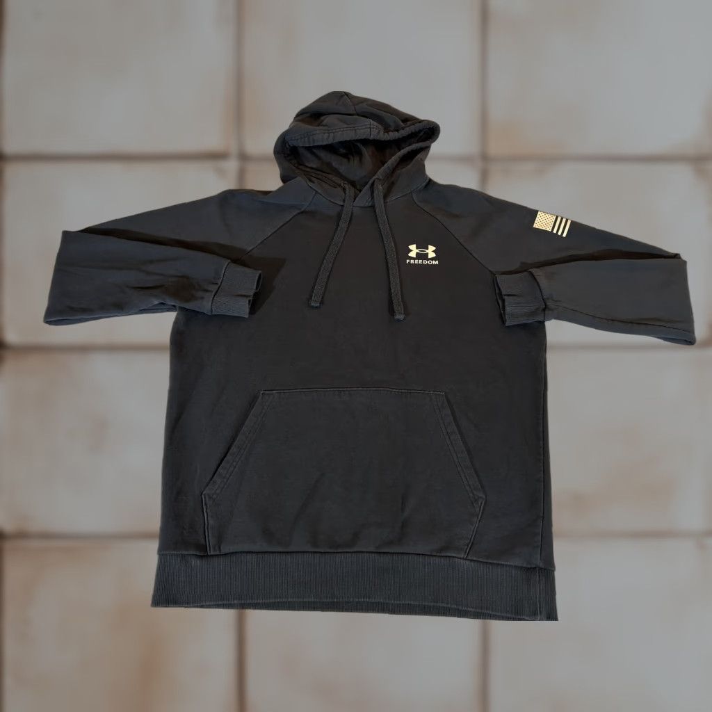 Under Armour Under Armour Hoodie Mens Medium Black Freedom Flag Pullover Fleece Sweatshirt UA Size US M / EU 48-50 / 2 - 1 Thumbnail