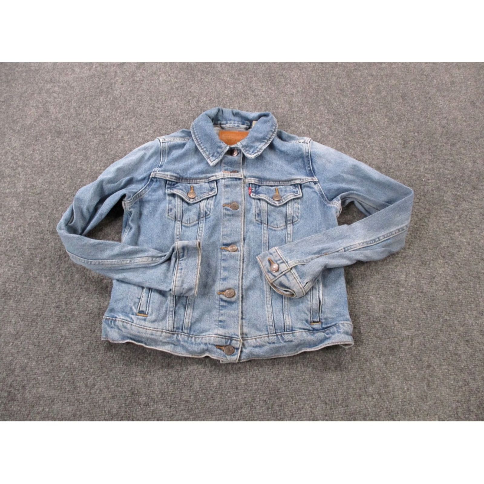 Levi's Levi's Jean Jacket Womens M Blue Denim Trucker Leather? (adjusted) Size 32" / US 10 / IT 46 - 2 Thumbnail